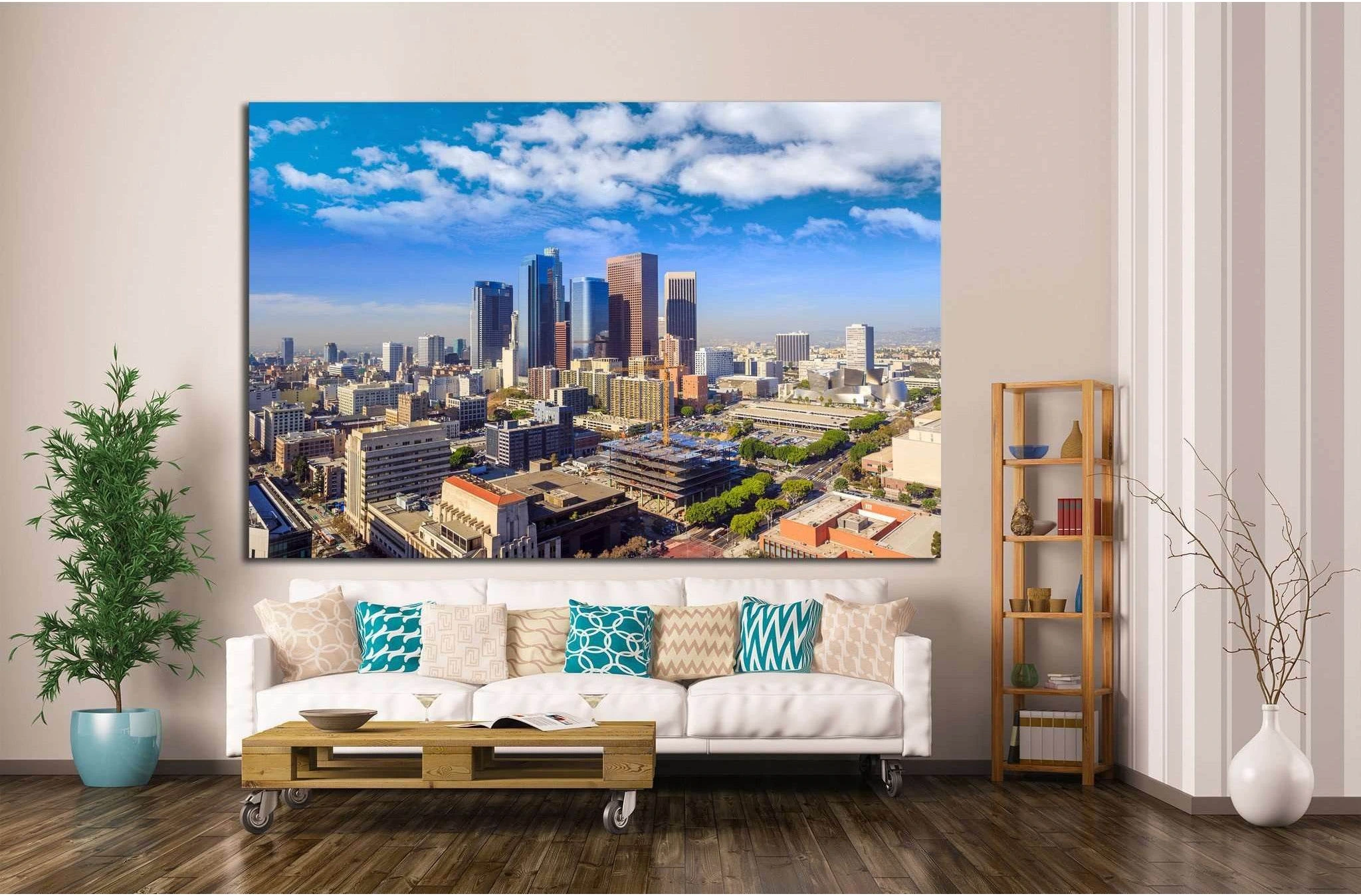 Downtown Los Angeles skyline, California №1223 Ready to Hang Canvas Print - Zellart Canvas Prints ALL_Products, s-1223