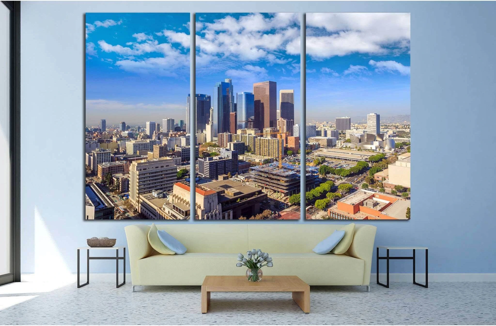 Downtown Los Angeles skyline, California №1223 Ready to Hang Canvas Print - Zellart Canvas Prints ALL_Products, s-1223