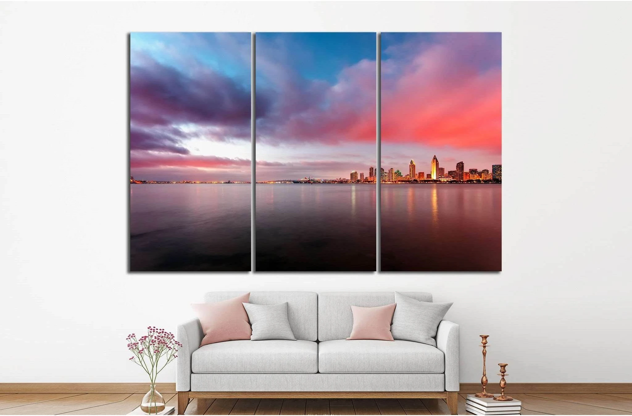 Downtown San Diego at night №1031 Ready to Hang Canvas Print - Zellart Canvas Prints ALL_Products, s-1031