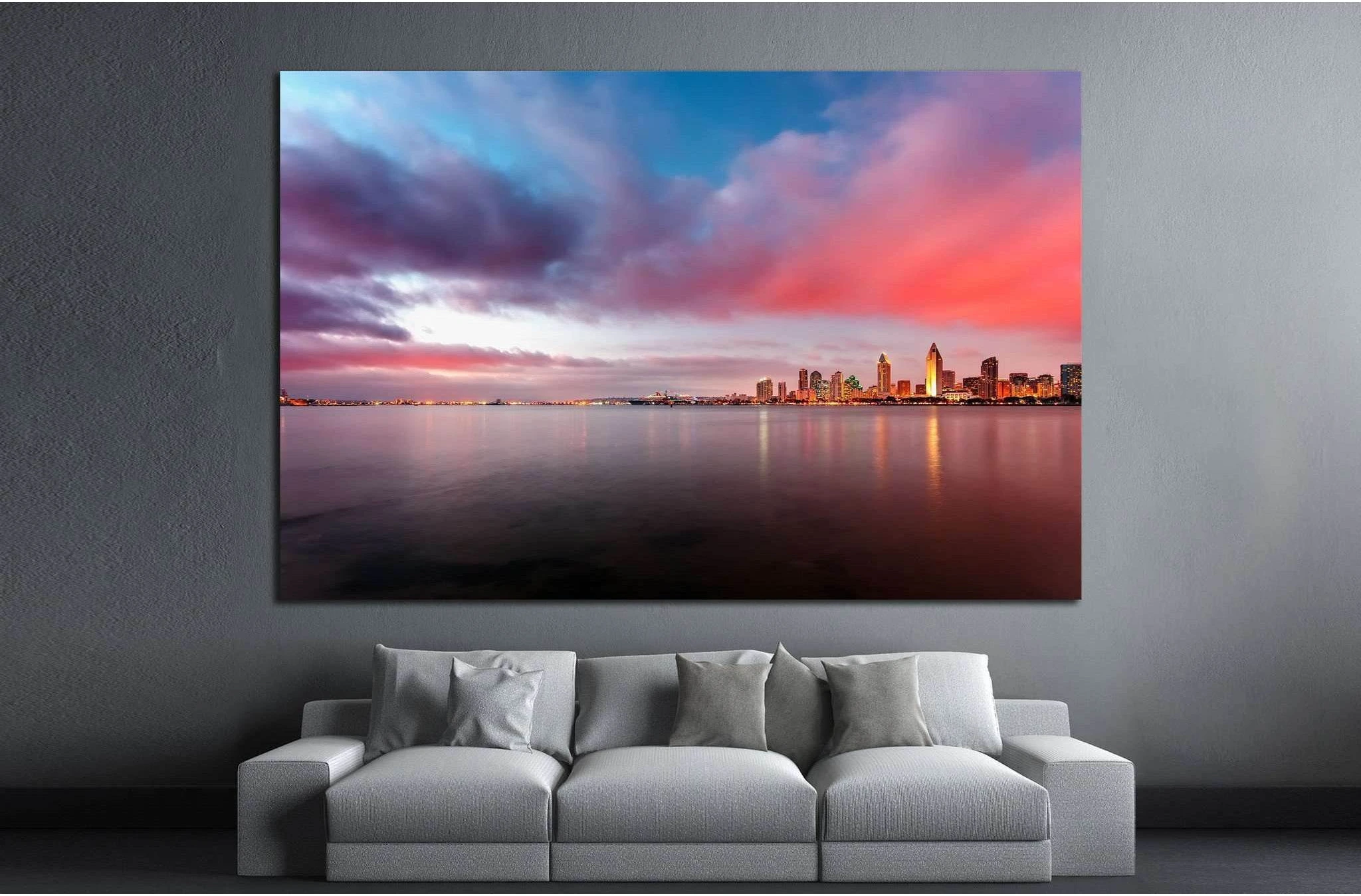 Downtown San Diego at night №1031 Ready to Hang Canvas Print - Zellart Canvas Prints ALL_Products, s-1031