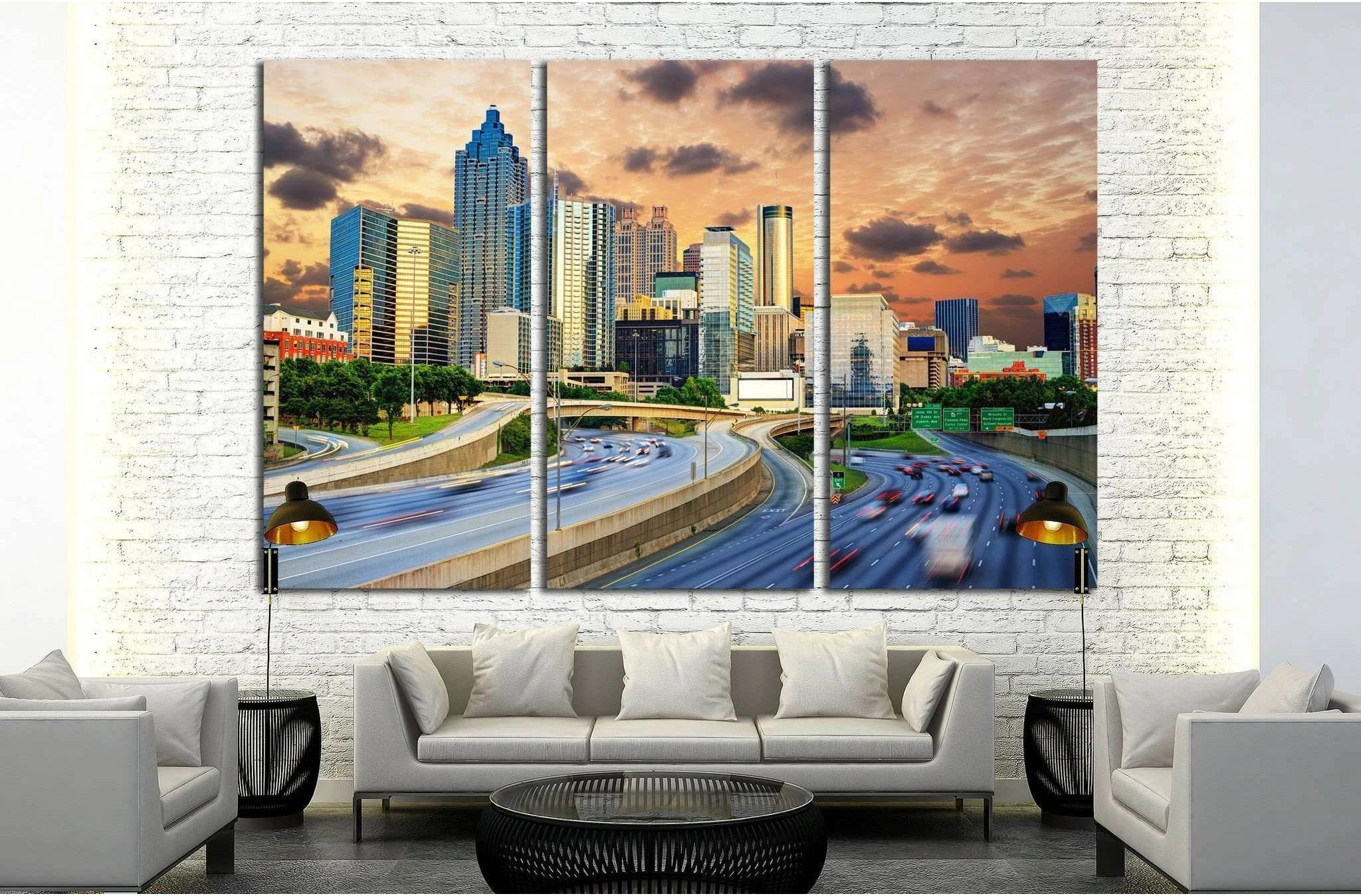 Downtowntown Atlanta, Georgia Skyline №1624 Ready to Hang Canvas Print - Zellart Canvas Prints ALL_Products, s-1624