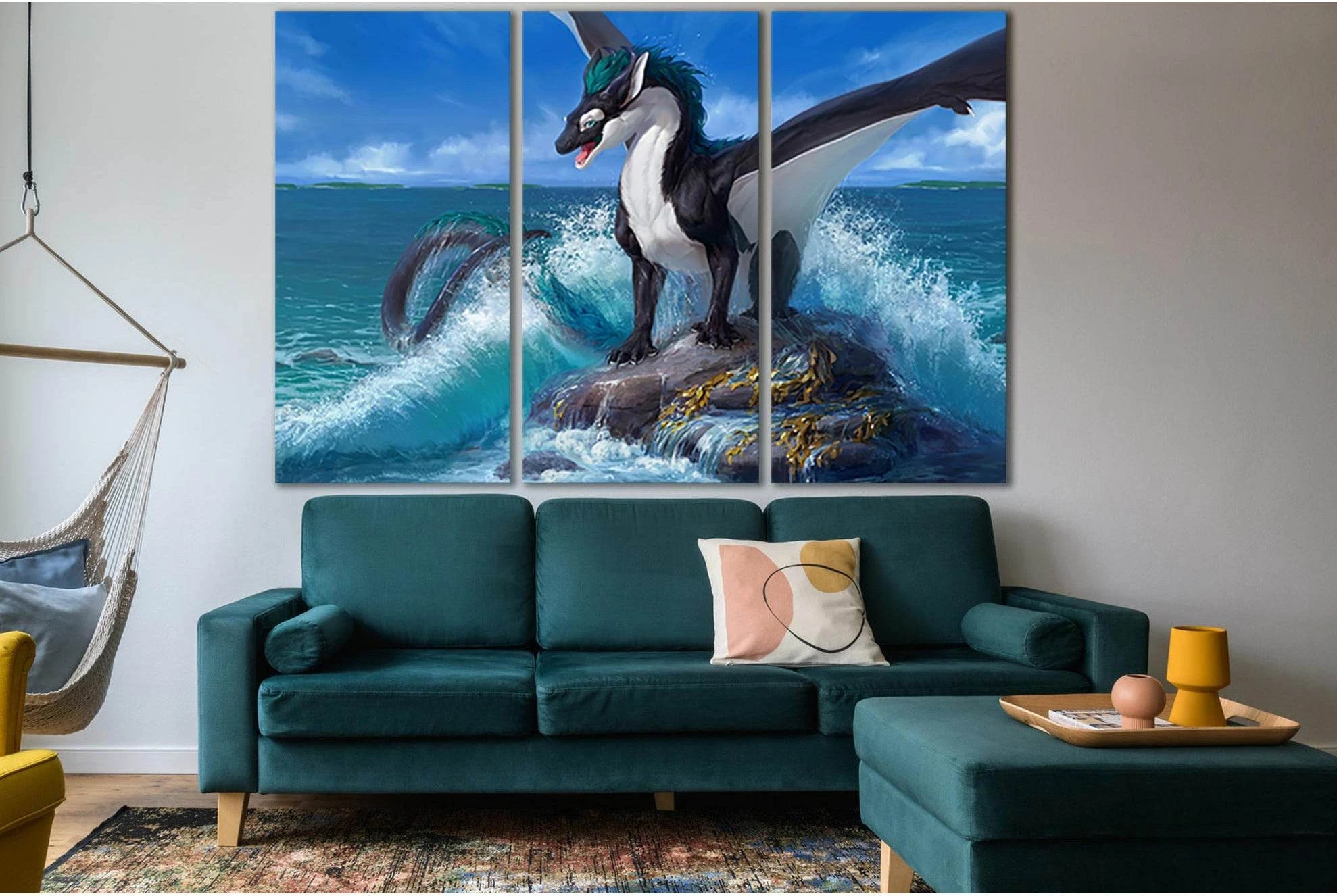 Dragon Sea Rock №SL1264 Ready to Hang Canvas Print - Zellart Canvas Prints 0new, ALL_Products, Fantasy And Sci Fi Wall Art