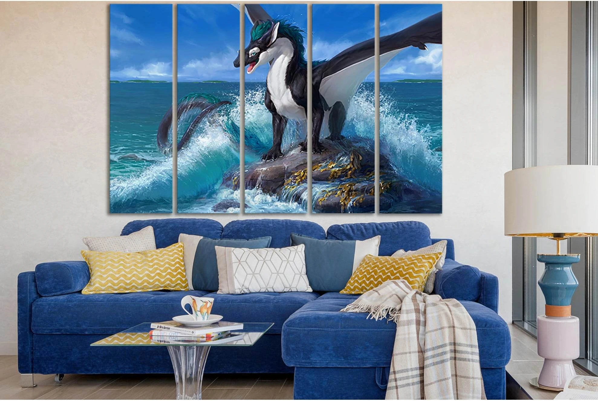 Dragon Sea Rock №SL1264 Ready to Hang Canvas Print - Zellart Canvas Prints 0new, ALL_Products, Fantasy And Sci Fi Wall Art