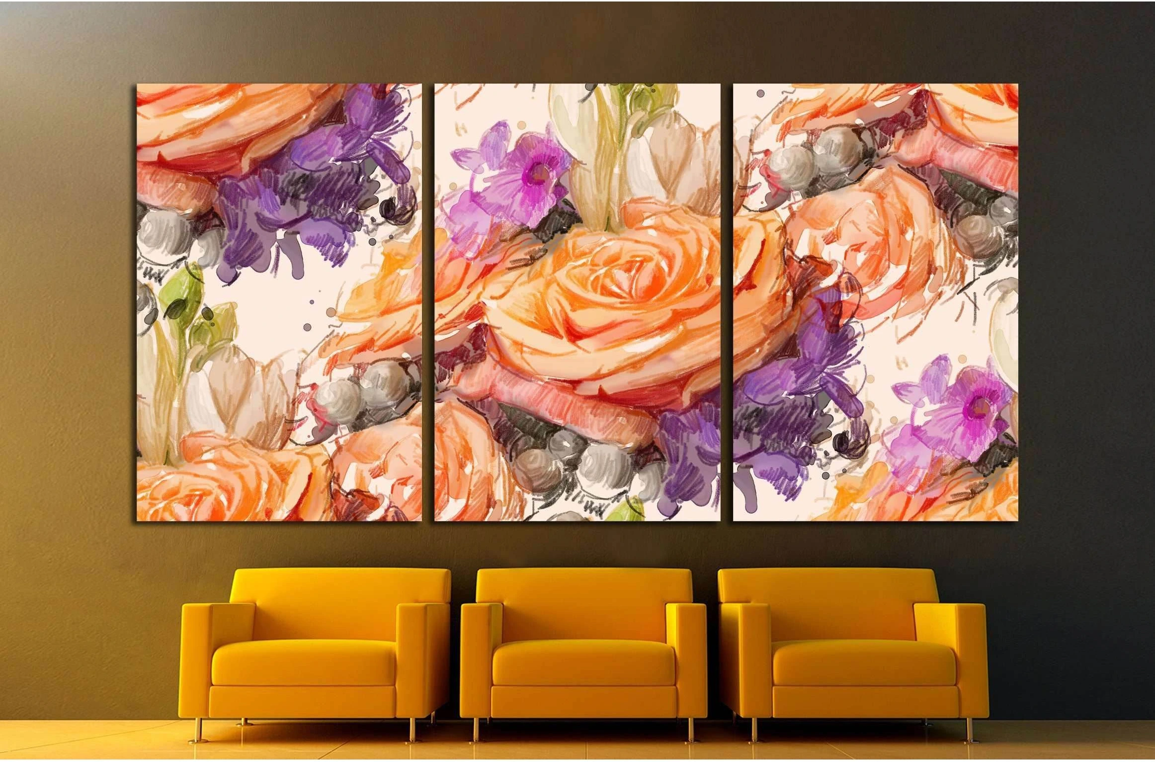 Drawing with colored pencils and watercolor №2571 Ready to Hang Canvas Print - Zellart Canvas Prints ALL_Products, s-2571