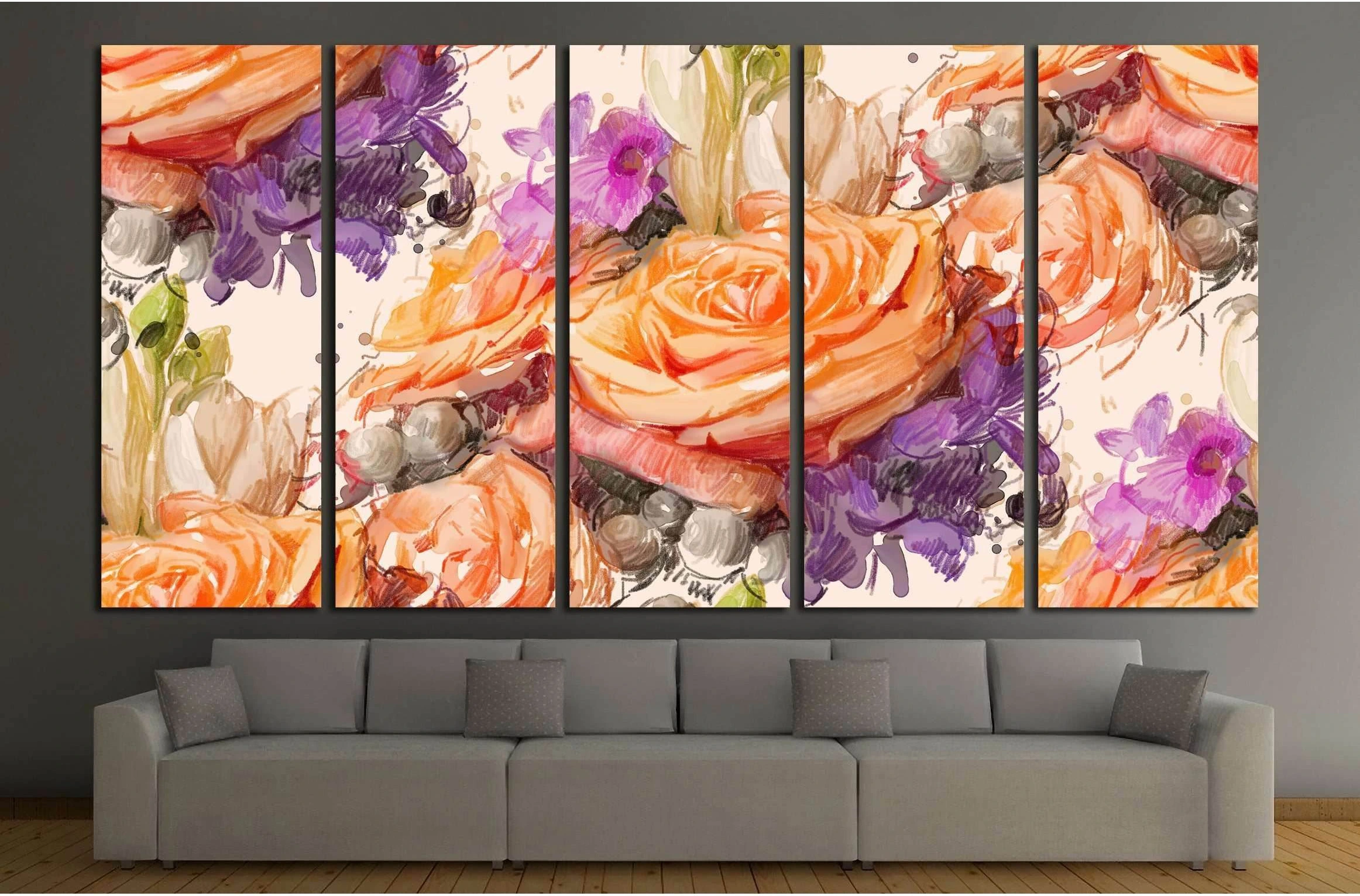 Drawing with colored pencils and watercolor №2571 Ready to Hang Canvas Print - Zellart Canvas Prints ALL_Products, s-2571