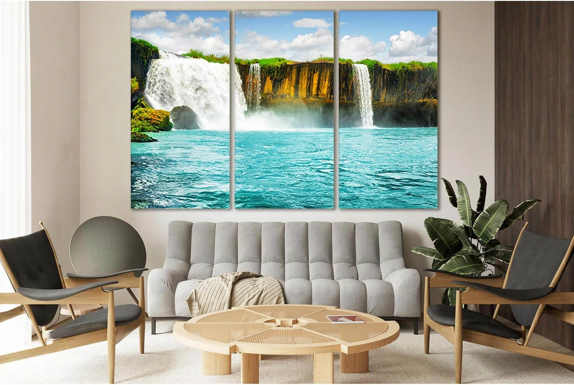 Dray Nur Waterfall №SL452 Ready to Hang Canvas Print - Zellart Canvas Prints 0new, ALL_Products, Waterfall, Waterfall Wall Art