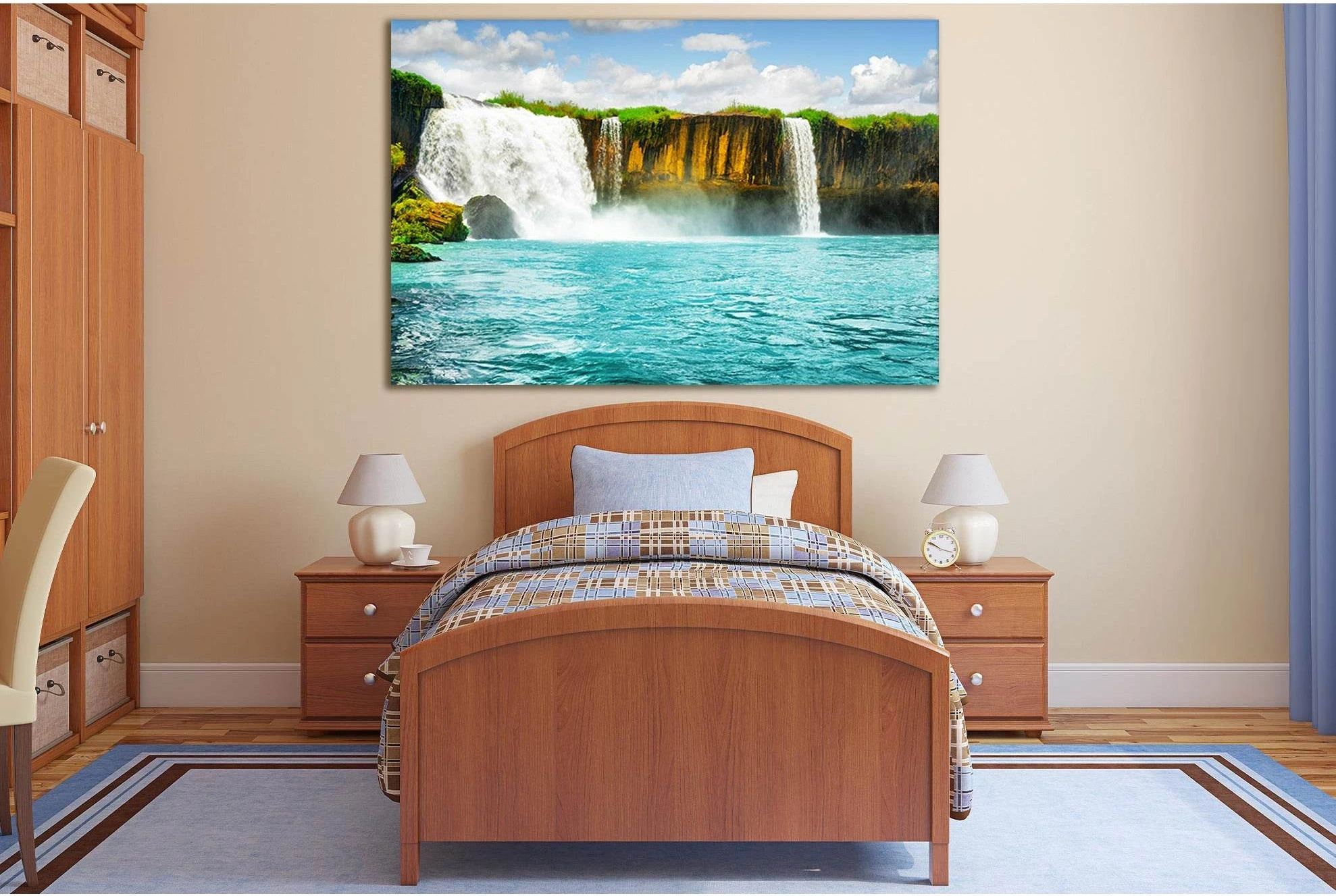 Dray Nur Waterfall №SL452 Ready to Hang Canvas Print - Zellart Canvas Prints 0new, ALL_Products, Waterfall, Waterfall Wall Art