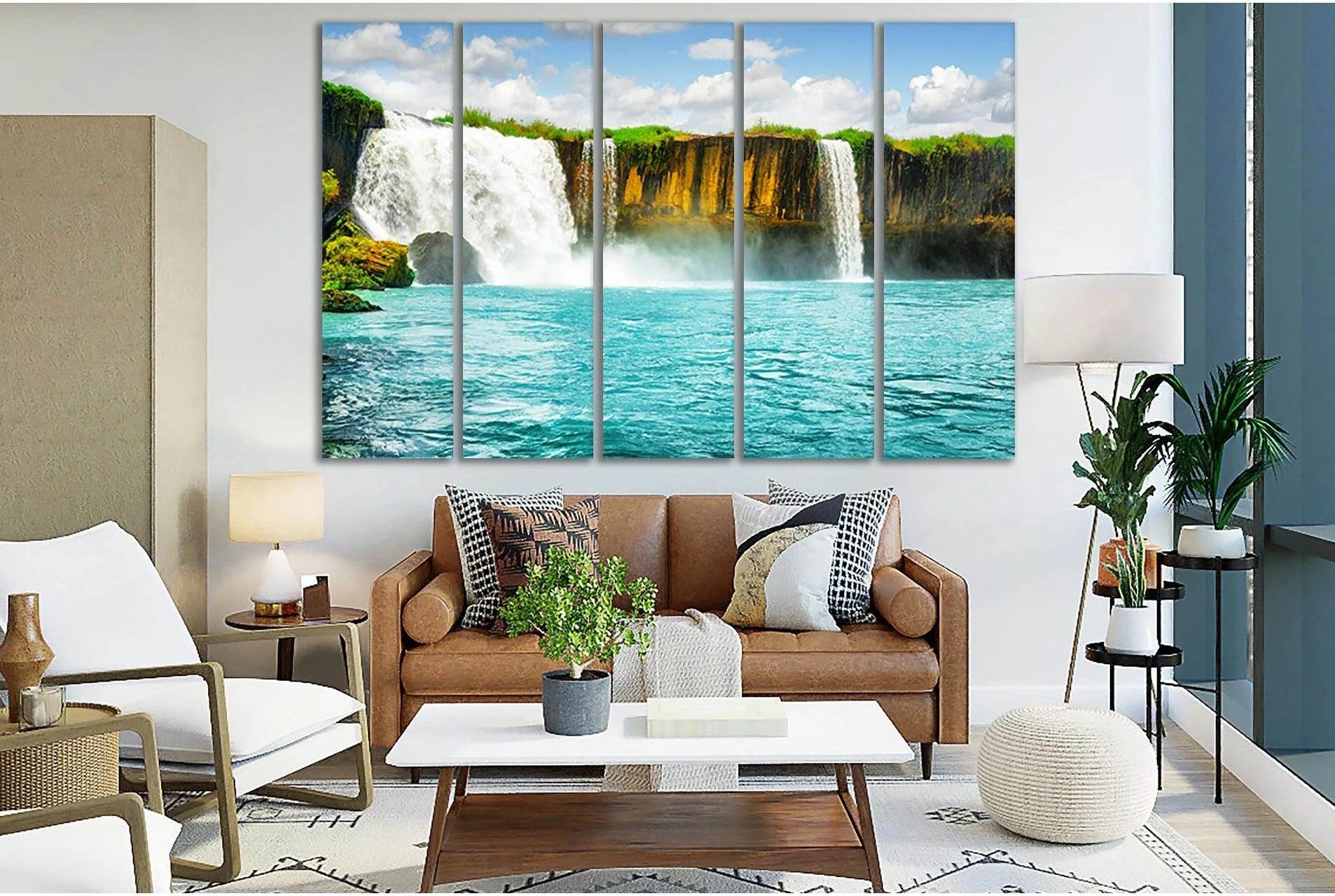 Dray Nur Waterfall №SL452 Ready to Hang Canvas Print - Zellart Canvas Prints 0new, ALL_Products, Waterfall, Waterfall Wall Art