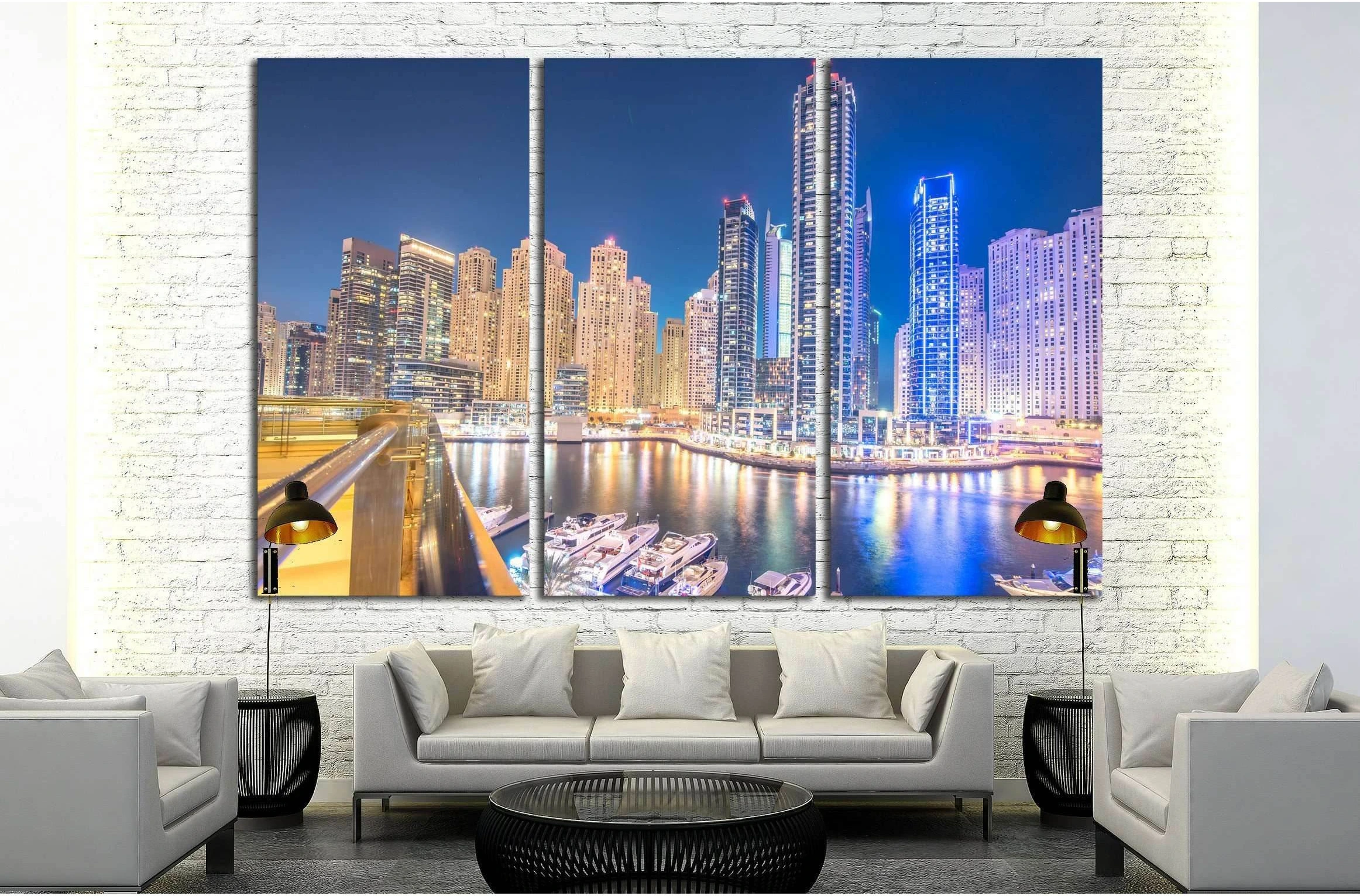 Dubai. Marina district is popular residential area in Dubai №2194 Ready to Hang Canvas Print - Zellart Canvas Prints ALL_Products, s-2194