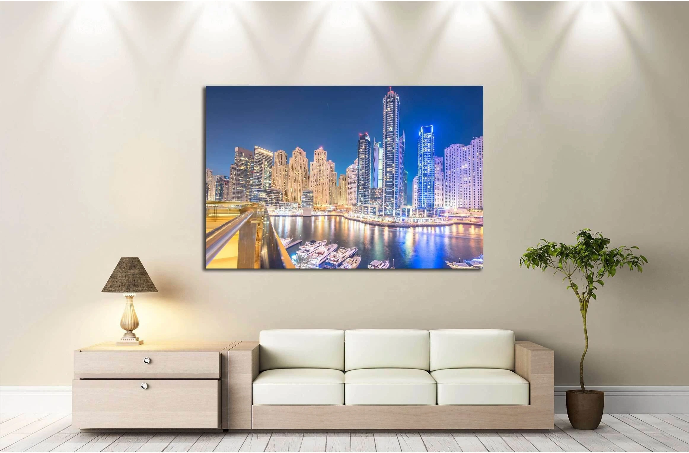 Dubai. Marina district is popular residential area in Dubai №2194 Ready to Hang Canvas Print - Zellart Canvas Prints ALL_Products, s-2194