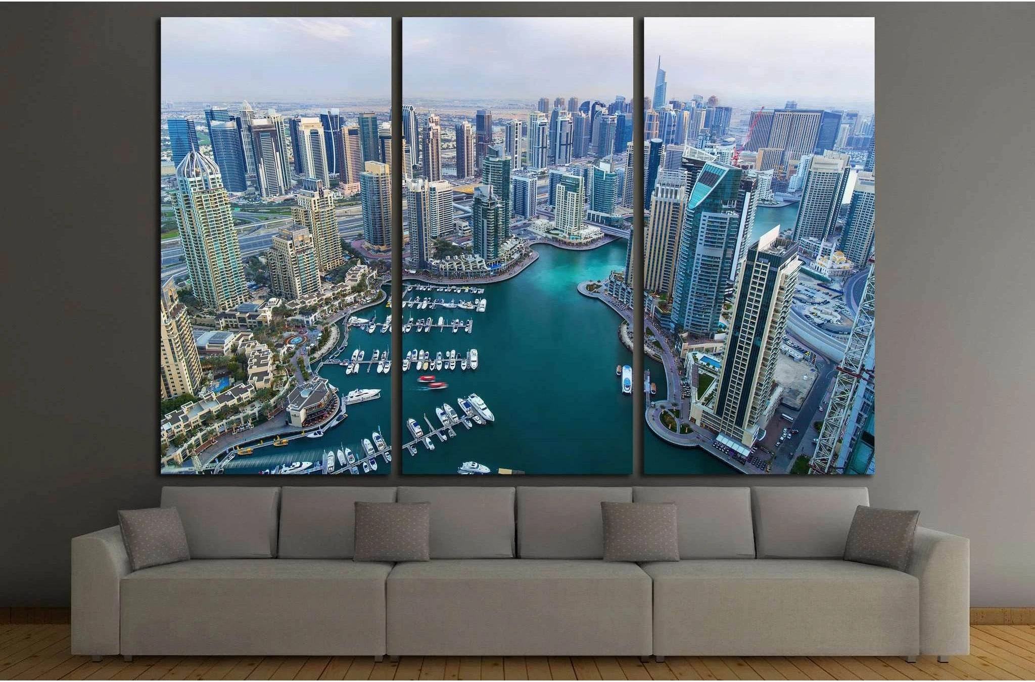 Dubai Marina skyscrapers, Dubai, United Arab Emirates №1192 Ready to Hang Canvas Print - Zellart Canvas Prints ALL_Products, s-1192