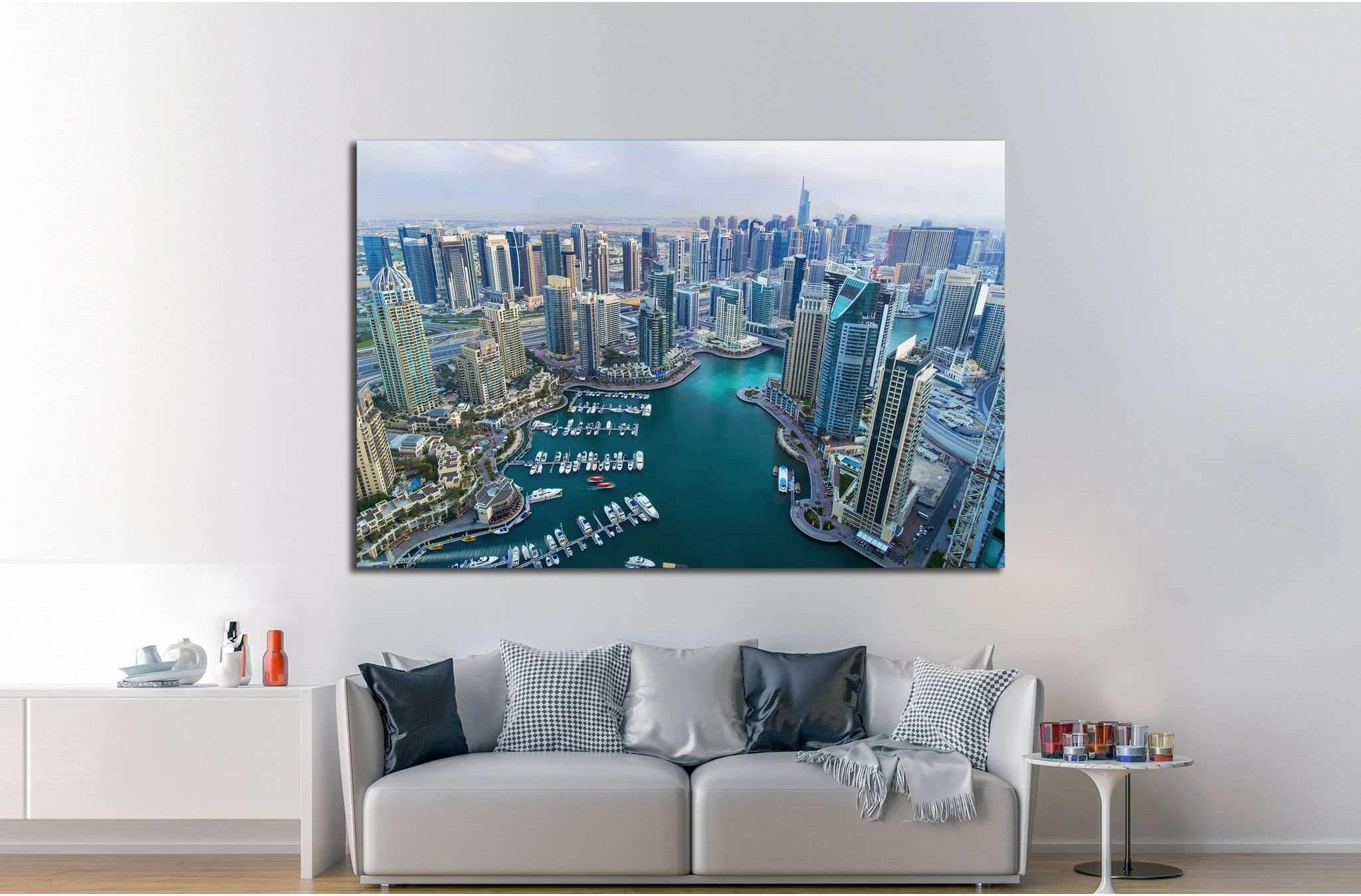 Dubai Marina skyscrapers, Dubai, United Arab Emirates №1192 Ready to Hang Canvas Print - Zellart Canvas Prints ALL_Products, s-1192