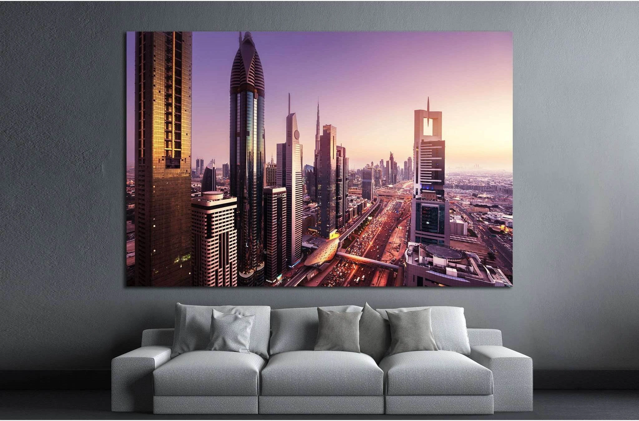 Dubai skyline, United Arab Emirates №1191 Ready to Hang Canvas Print - Zellart Canvas Prints ALL_Products, s-1191