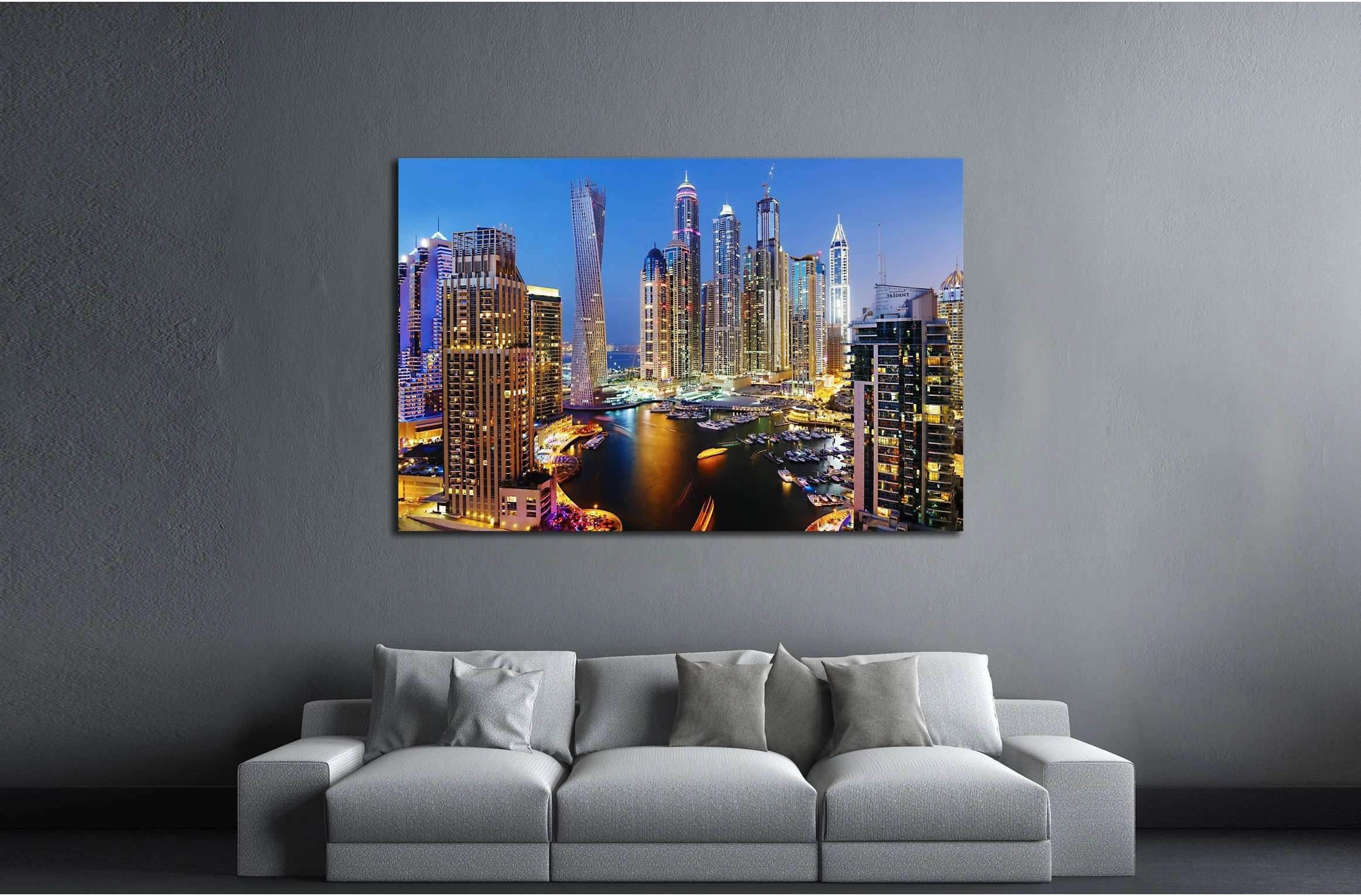 DUBAI, UAE, Dubai Marina at Dusk from the top, Persian Gulf №2265 Ready to Hang Canvas Print - Zellart Canvas Prints ALL_Products, s-2265