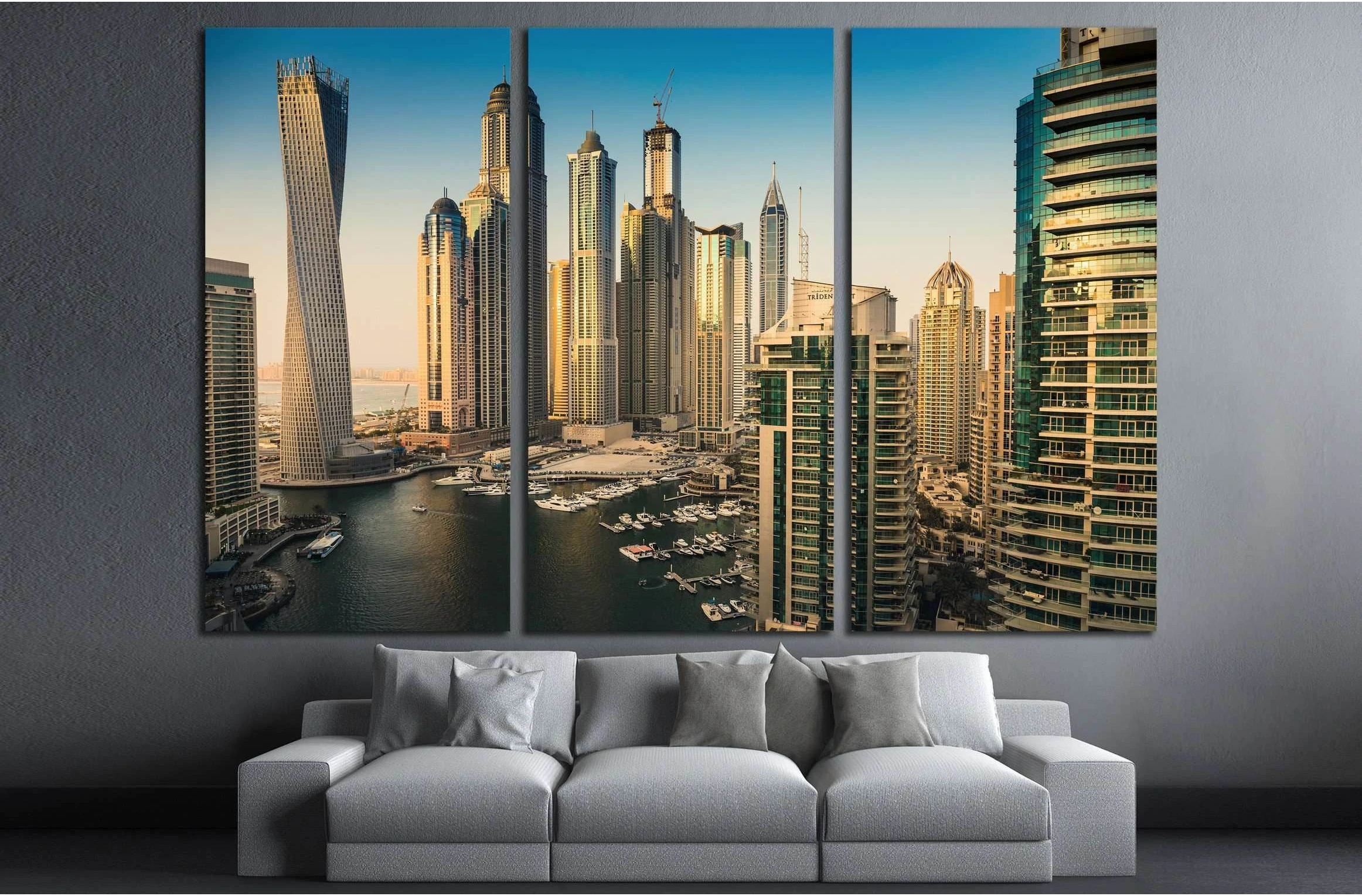 DUBAI, UAE, Dubai Marina at Dusk, Persian Gulf №2313 Ready to Hang Canvas Print - Zellart Canvas Prints ALL_Products, s-2313