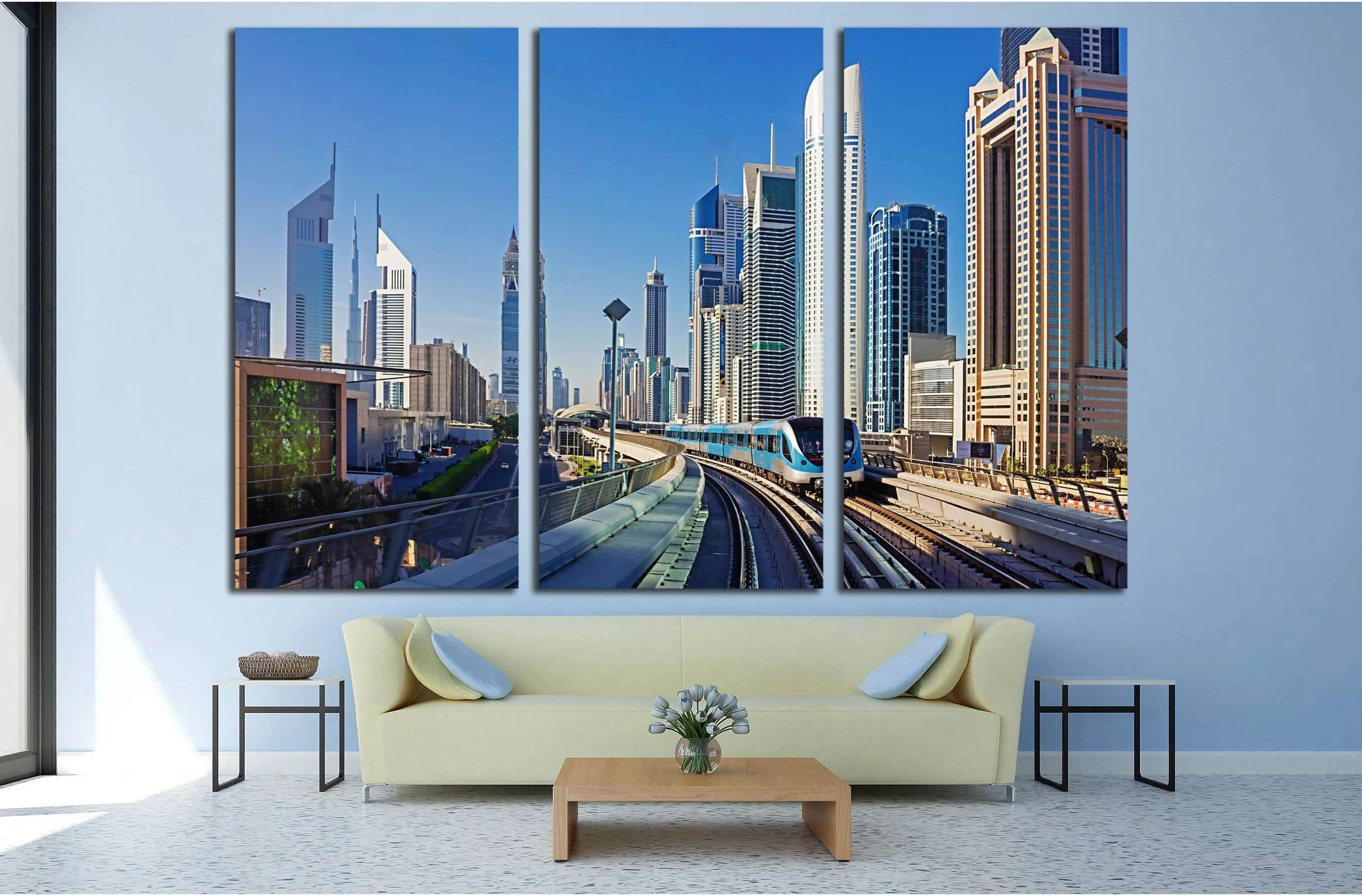 DUBAI, UAE, Dubai Metro as world's longest fully automated metro network №2262 Ready to Hang Canvas Print - Zellart Canvas Prints ALL_Products, s-2262