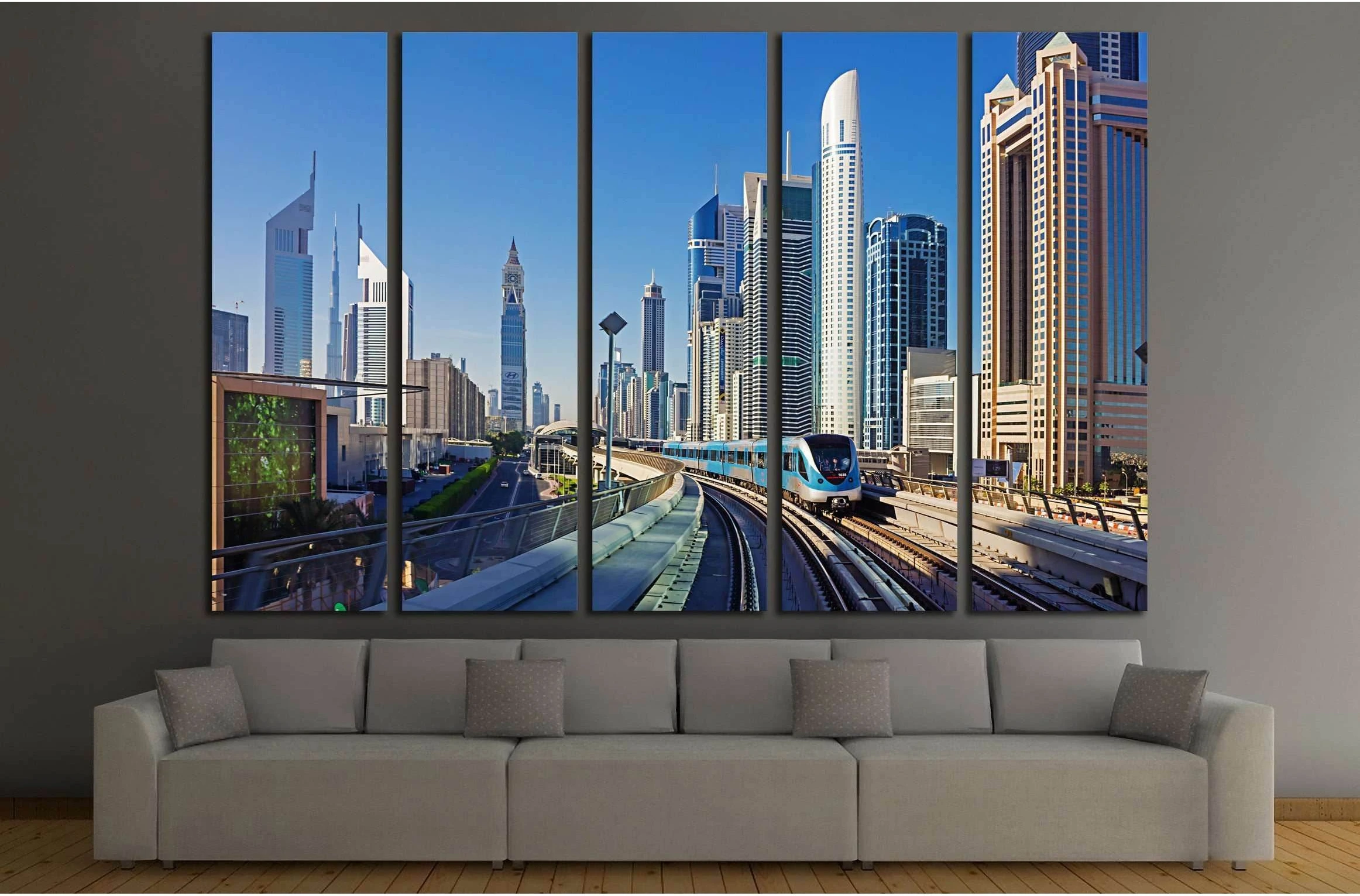 DUBAI, UAE, Dubai Metro as world's longest fully automated metro network №2262 Ready to Hang Canvas Print - Zellart Canvas Prints ALL_Products, s-2262
