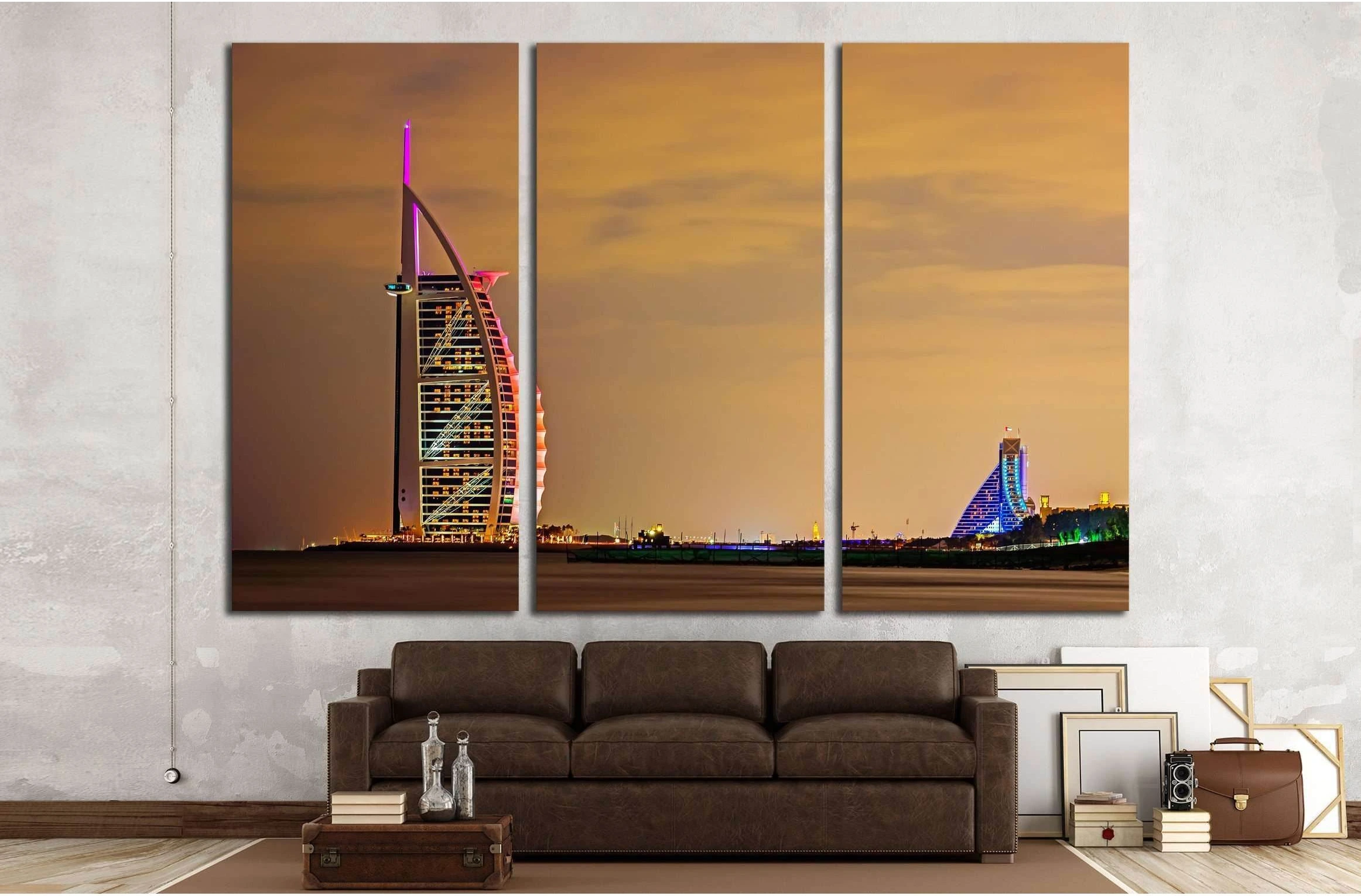 DUBAI, UAE Night view of Burj Al Arab Tower, Arab Sail №2226 Ready to Hang Canvas Print - Zellart Canvas Prints ALL_Products, s-2226