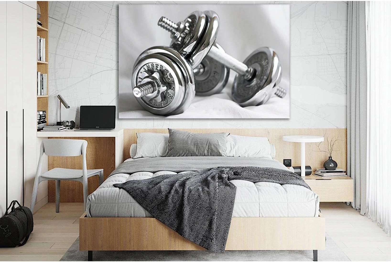 Dumbbells Sport Motivation №SL954 Ready to Hang Canvas Print - Zellart Canvas Prints 0new, ALL_Products, Sports & Motivation