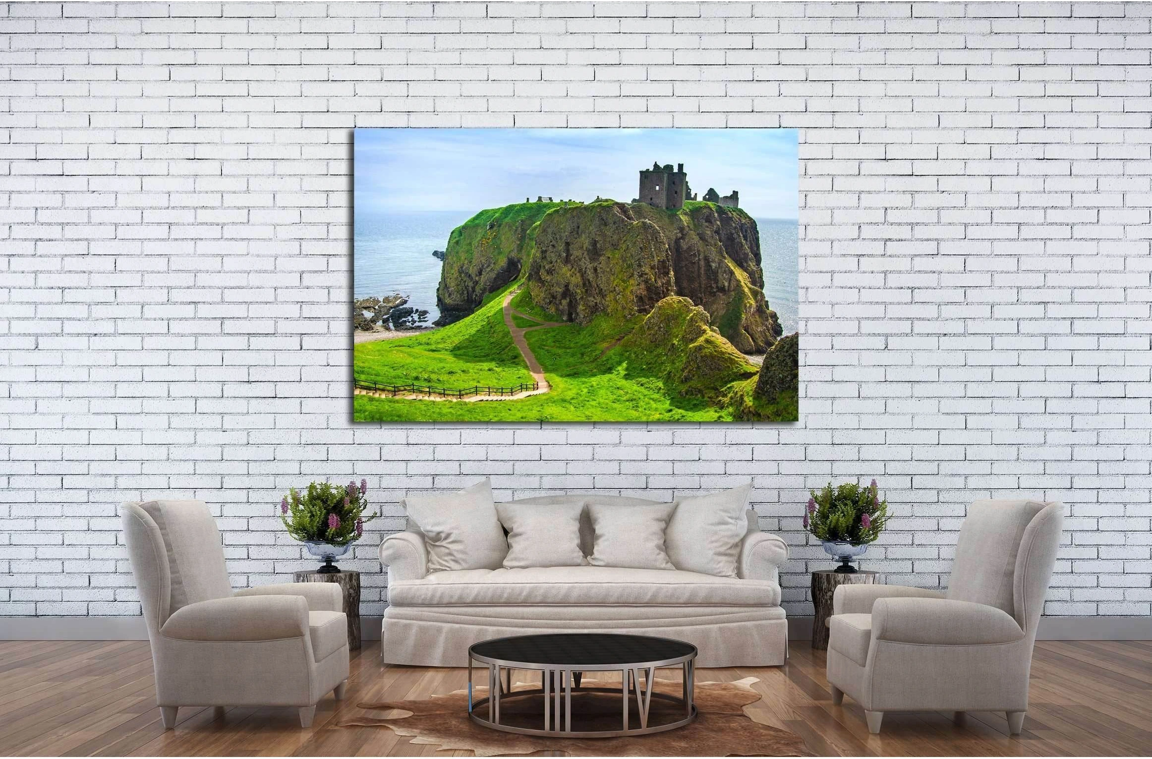 Dunnottar scottisch medieval fortress or castle. Highlands of Scotland, Uk, Europe. №2854 Ready to Hang Canvas Print - Zellart Canvas Prints ALL_Products, s-2854