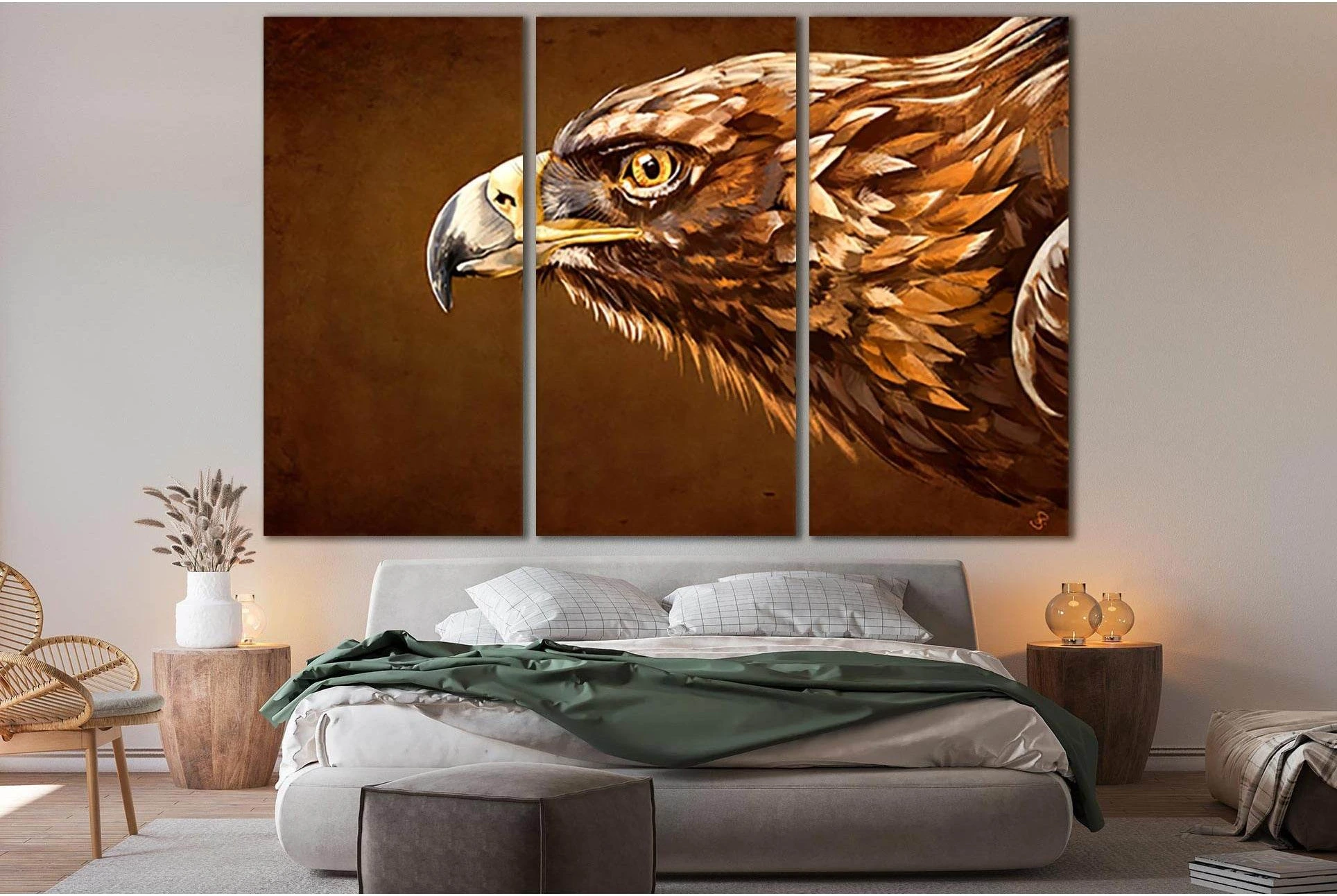 Eagle Head Painting №SL1051 Ready to Hang Canvas Print - Zellart Canvas Prints 0new, ALL_Products, Animals & Wildlife