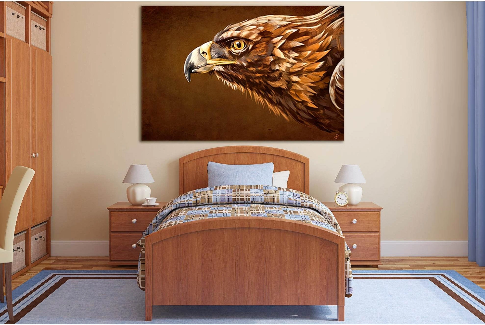 Eagle Head Painting №SL1051 Ready to Hang Canvas Print - Zellart Canvas Prints 0new, ALL_Products, Animals & Wildlife