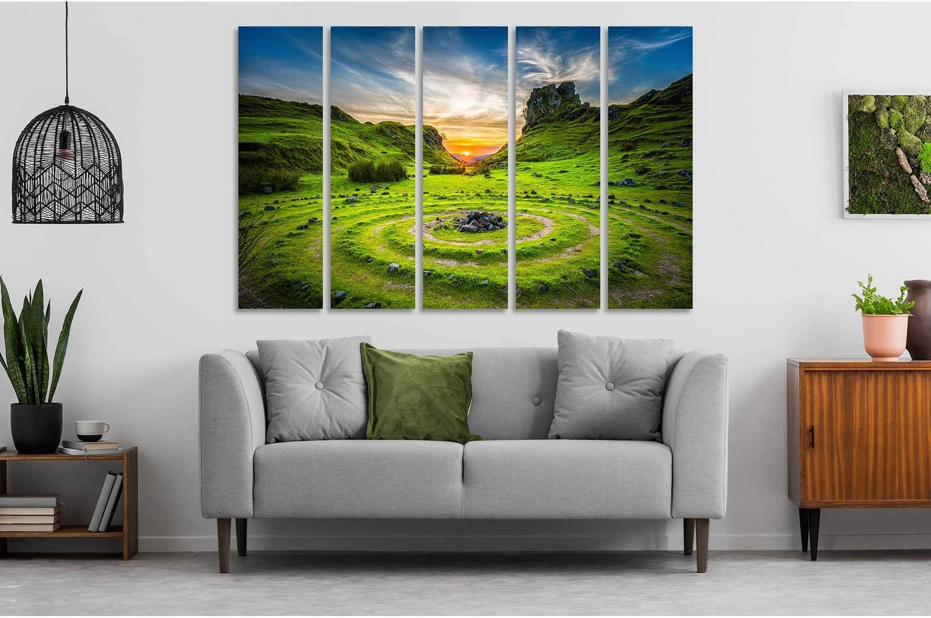 Early morning on a green hill №D1816 Ready to Hang Canvas Print - Zellart Canvas Prints 0new, ALL_Products, Sunrise & sunset wall art