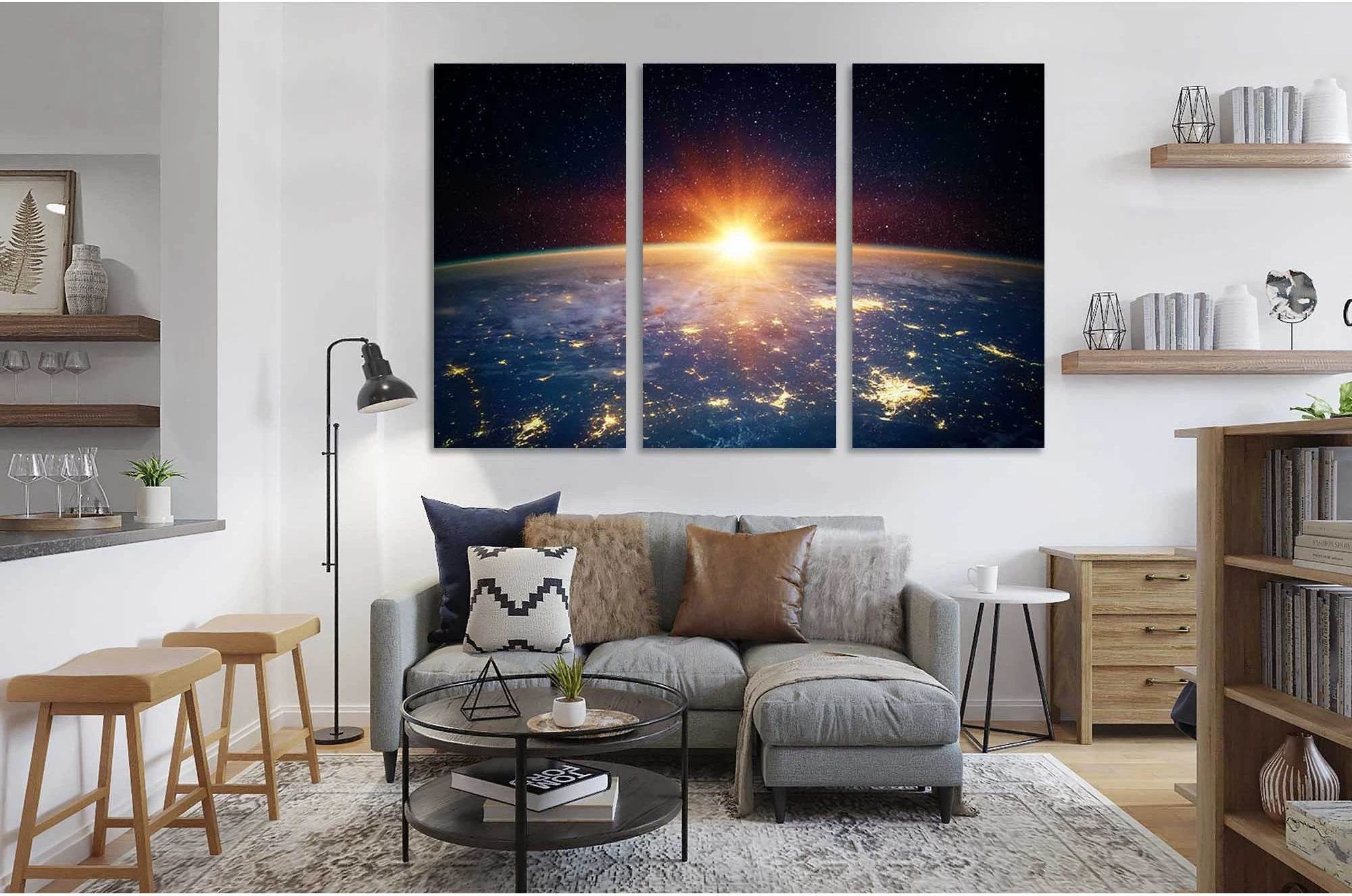 Earth and sunlight №D2087 Ready to Hang Canvas Print - Zellart Canvas Prints 0new, ALL_Products, Sunrise & sunset wall art
