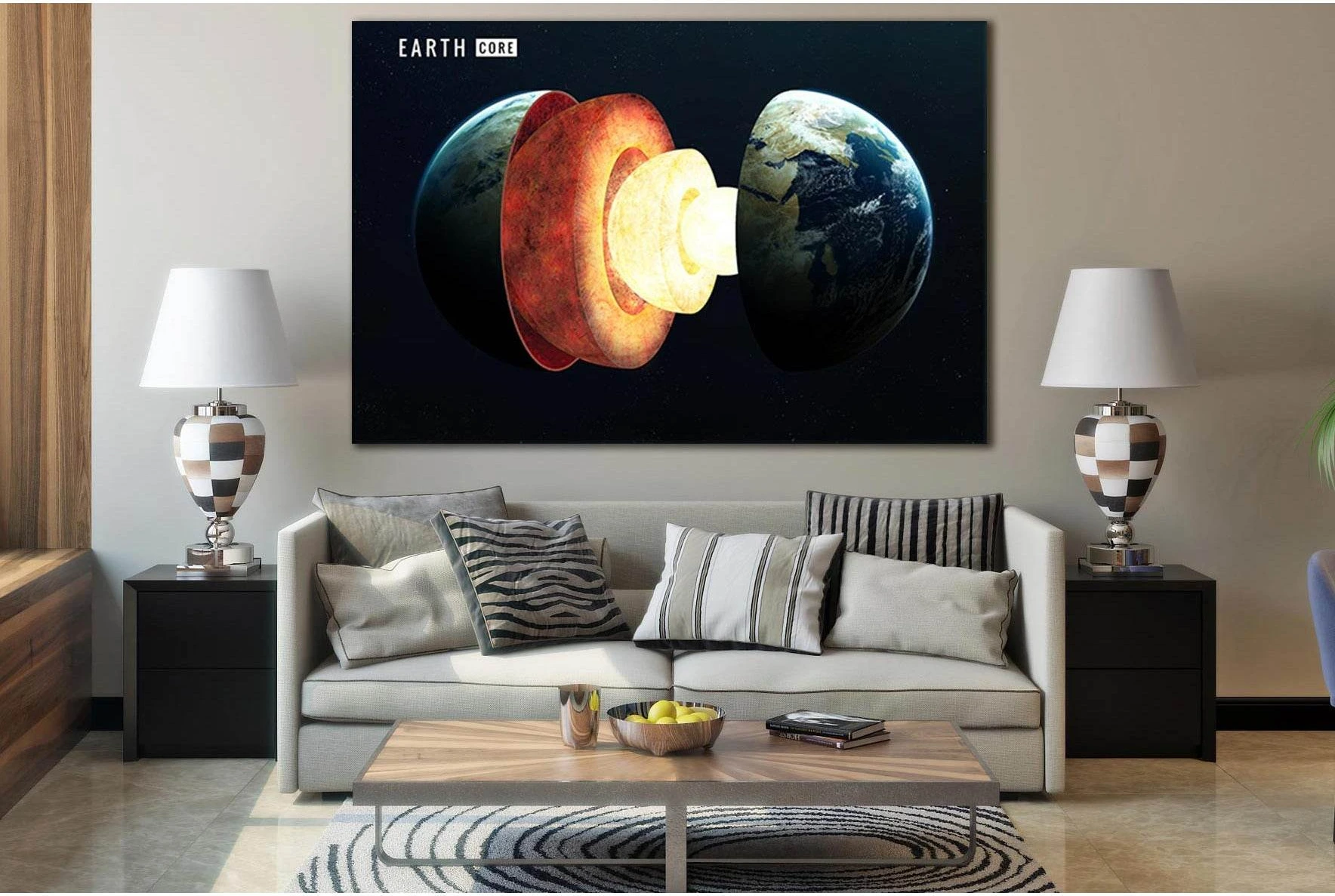 Earth Inner Structure №SL398 Ready to Hang Canvas Print - Zellart Canvas Prints 0new, ALL_Products, Astronomy & Space Canvas Wall Art