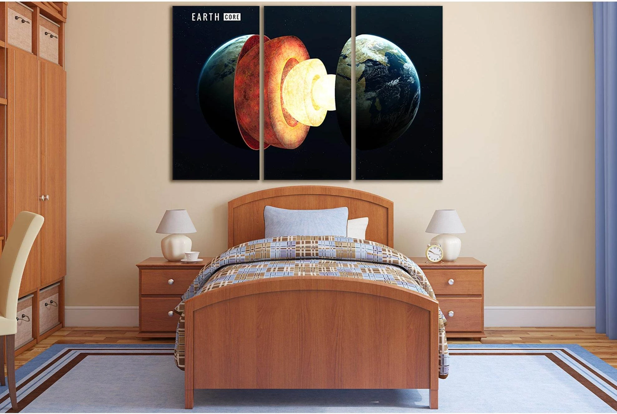 Earth Inner Structure №SL398 Ready to Hang Canvas Print - Zellart Canvas Prints 0new, ALL_Products, Astronomy & Space Canvas Wall Art