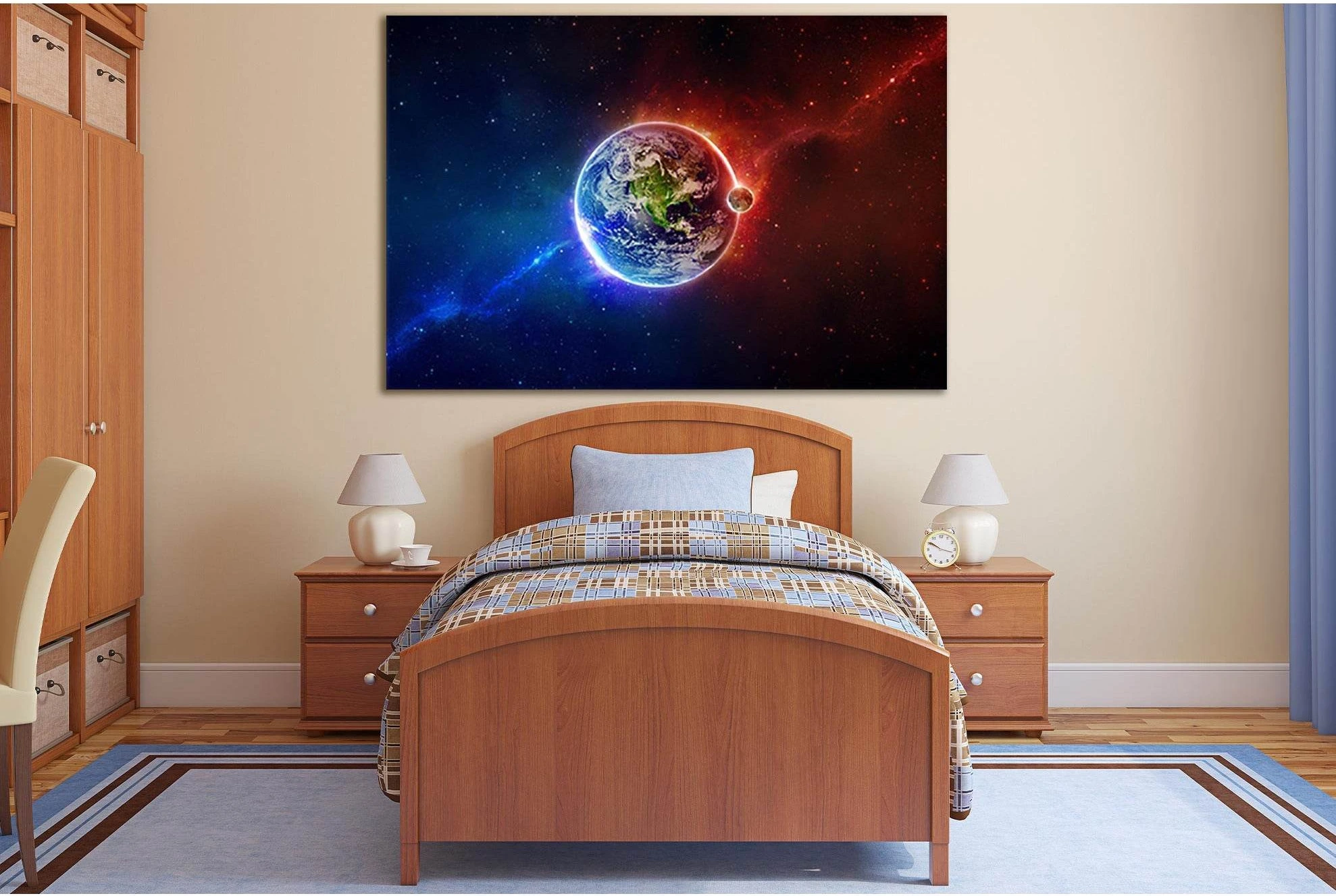 Earths Natural Satellite №SL440 Ready to Hang Canvas Print - Zellart Canvas Prints 0new, ALL_Products, Astronomy & Space Canvas Wall Art
