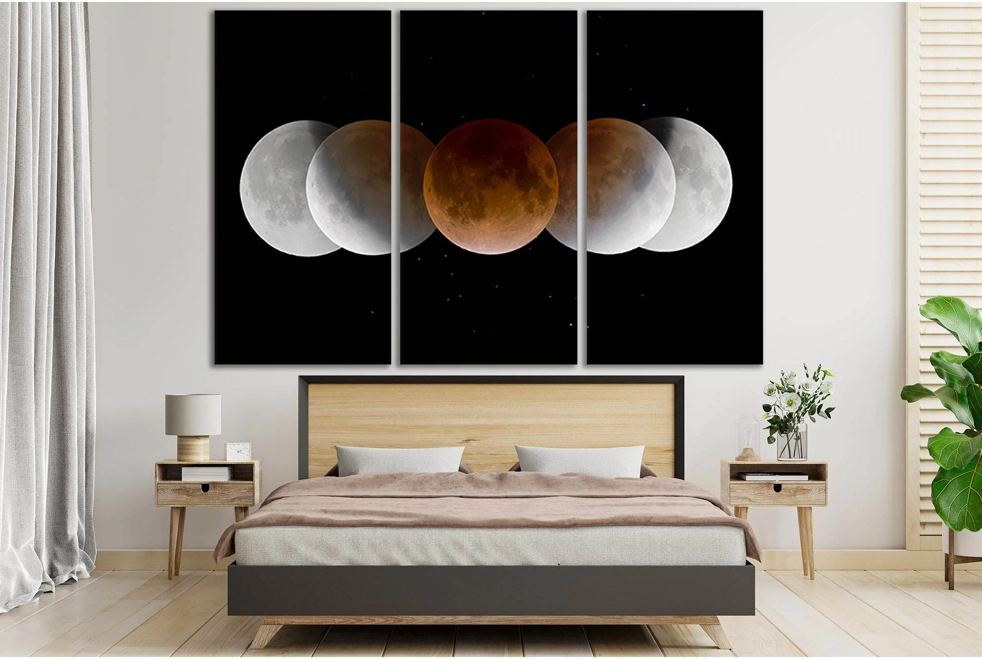 Eclipse Of The Moon №SL990 Ready to Hang Canvas Print - Zellart Canvas Prints 0new, ALL_Products, Astronomy & Space Canvas Wall Art