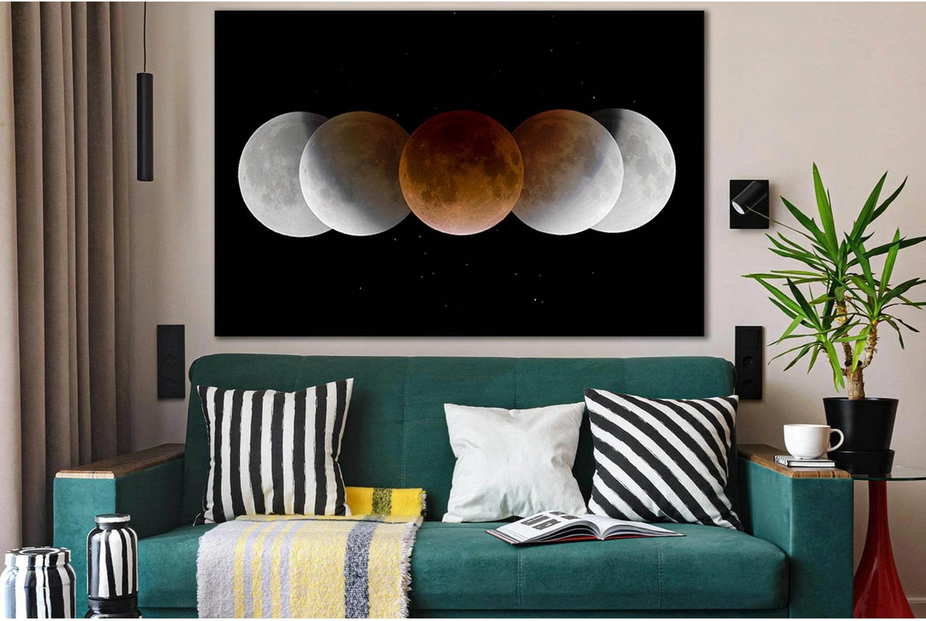 Eclipse Of The Moon №SL990 Ready to Hang Canvas Print - Zellart Canvas Prints 0new, ALL_Products, Astronomy & Space Canvas Wall Art