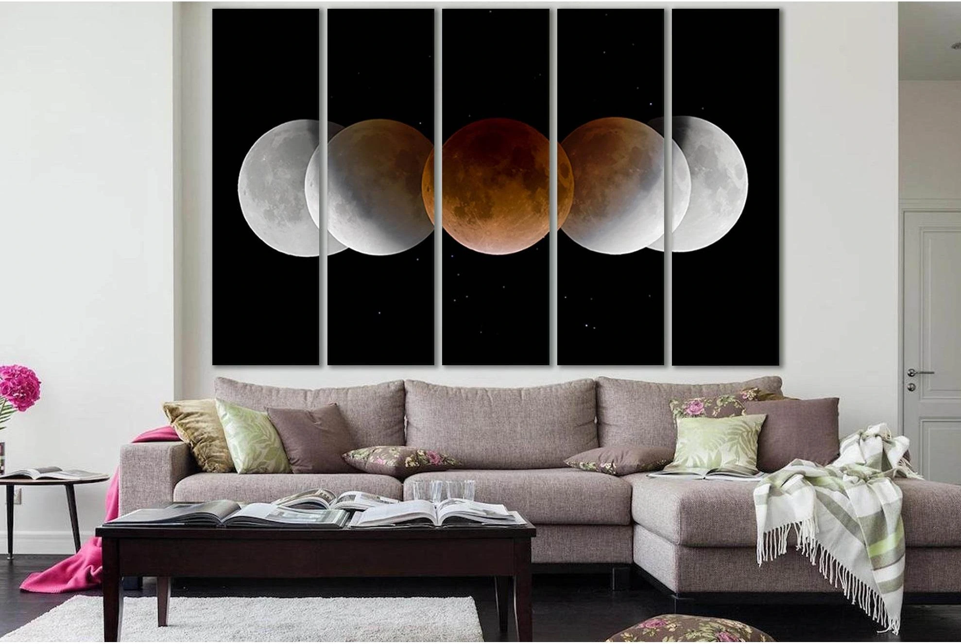 Eclipse Of The Moon №SL990 Ready to Hang Canvas Print - Zellart Canvas Prints 0new, ALL_Products, Astronomy & Space Canvas Wall Art