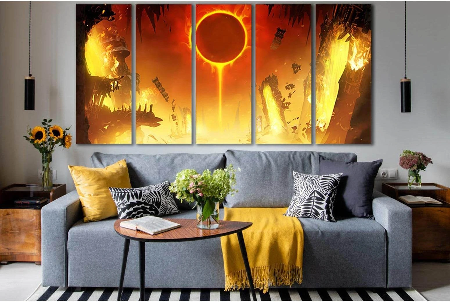 Eclipse Of The Yellow Sun №SL1218 Ready to Hang Canvas Print - Zellart Canvas Prints 0new, ALL_Products, Fantasy And Sci Fi Wall Art