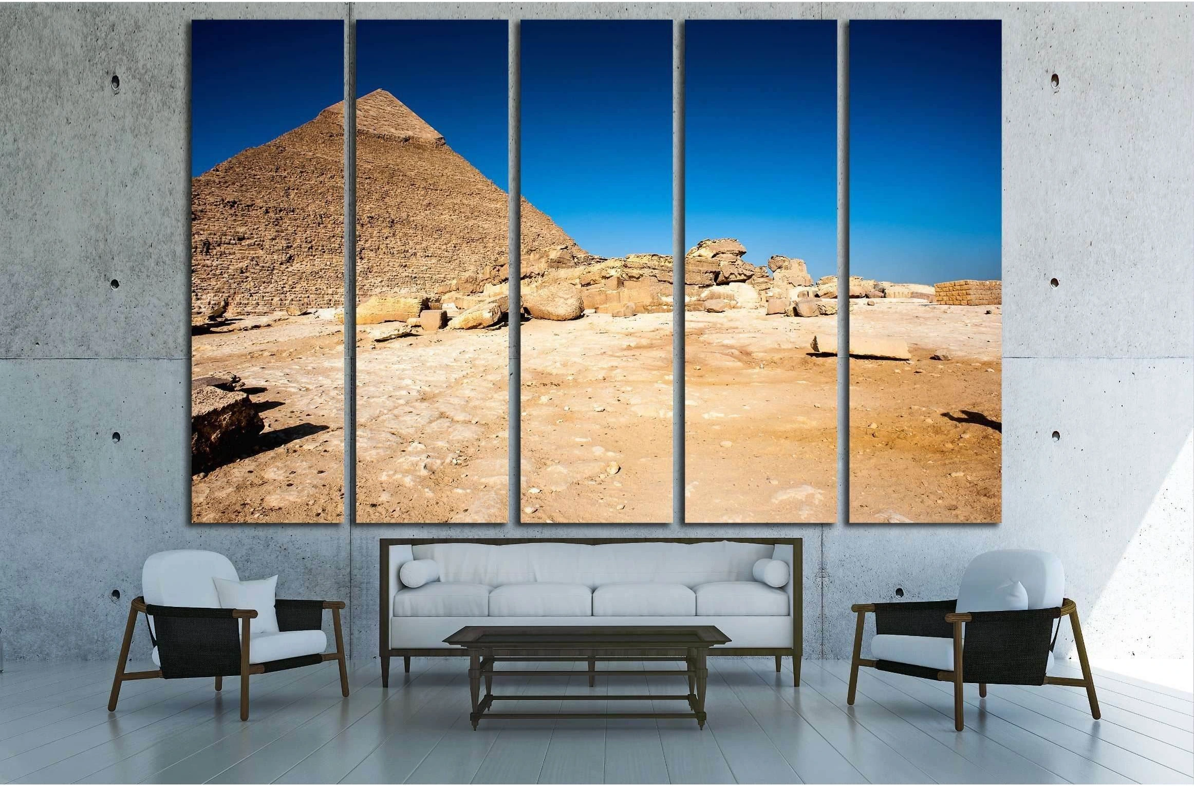 Egyptian Pyramids of Giza and the tomb of the Fourth-Dynasty pharaoh Khafre №3211 Ready to Hang Canvas Print - Zellart Canvas Prints ALL_Products, s-3211