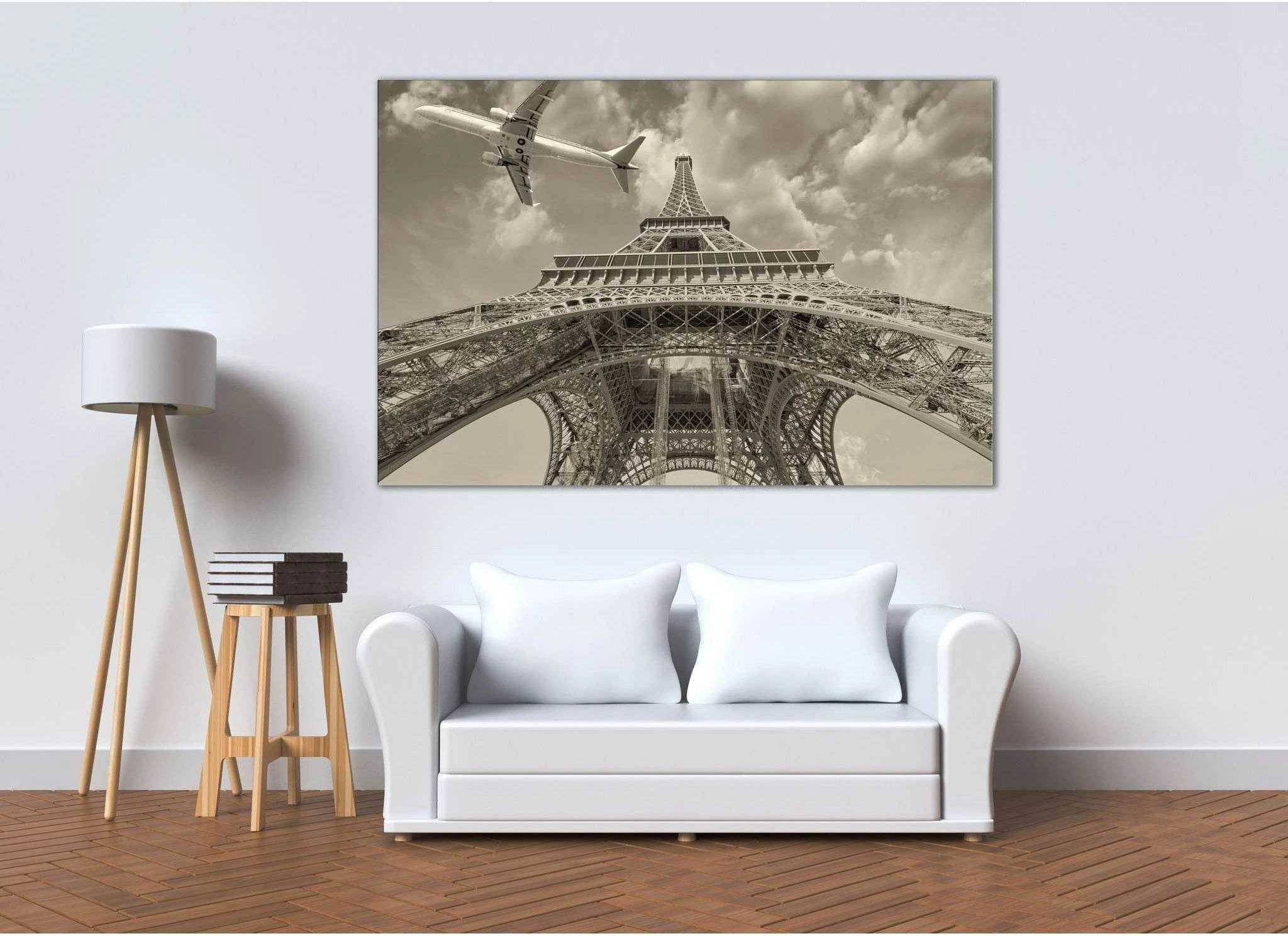 Eiffel Tower and Airplane №3005 Ready to Hang Canvas Print - Zellart Canvas Prints ALL_Products, z-3005