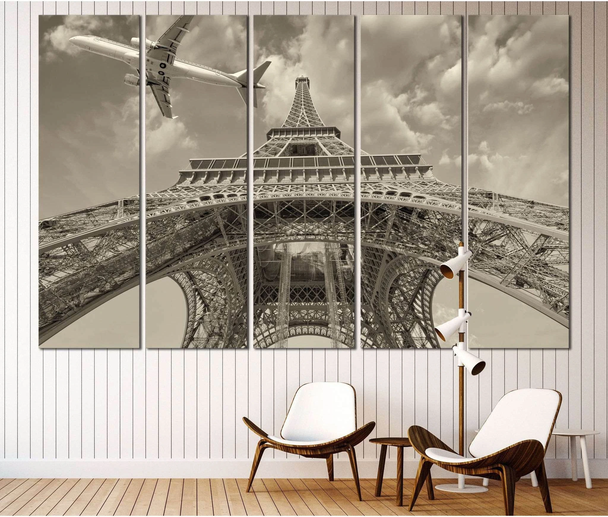 Eiffel Tower and Airplane №3005 Ready to Hang Canvas Print - Zellart Canvas Prints ALL_Products, z-3005