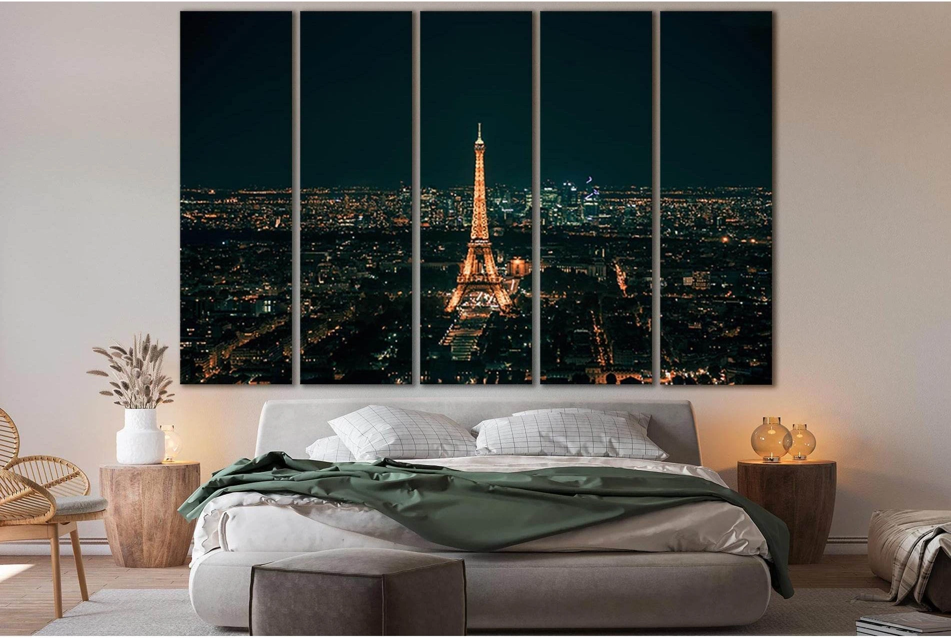 Eiffel Tower At Night Paris №SL1403 Ready to Hang Canvas Print - Zellart Canvas Prints 0new, ALL_Products, Architecture