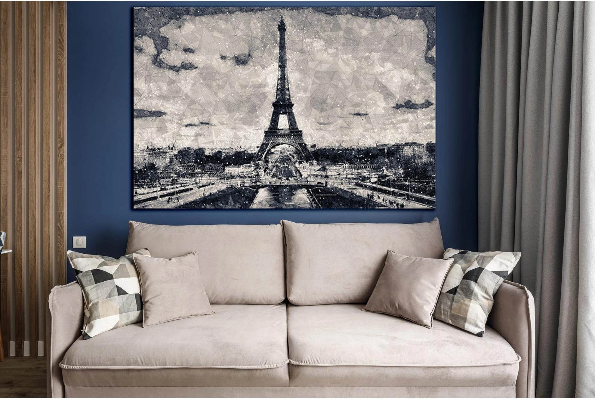 Eiffel Tower Creative Geometric Cityscape №SL1465 Ready to Hang Canvas Print - Zellart Canvas Prints 0new, ALL_Products, CITYSCAPES & SKYLINES