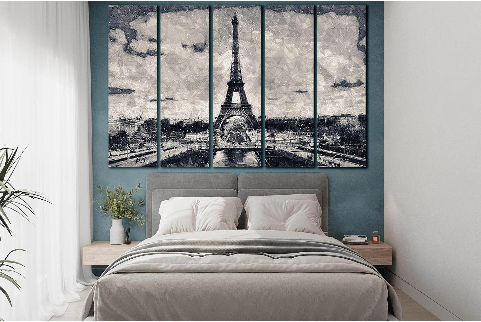 Eiffel Tower Creative Geometric Cityscape №SL1465 Ready to Hang Canvas Print - Zellart Canvas Prints 0new, ALL_Products, CITYSCAPES & SKYLINES
