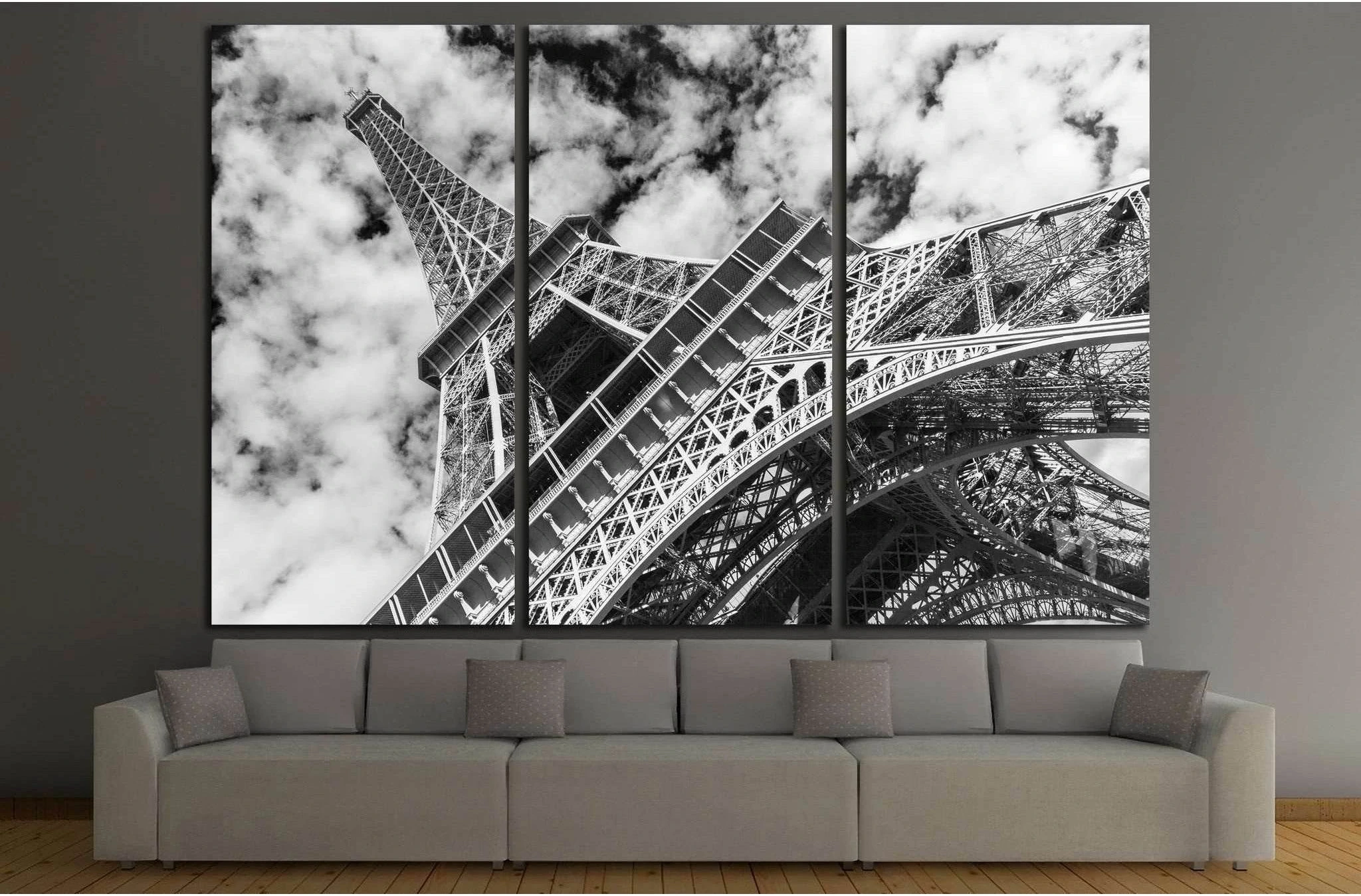 Eiffel tower, Paris. Black and white №1180 Ready to Hang Canvas Print - Zellart Canvas Prints ALL_Products, s-1180