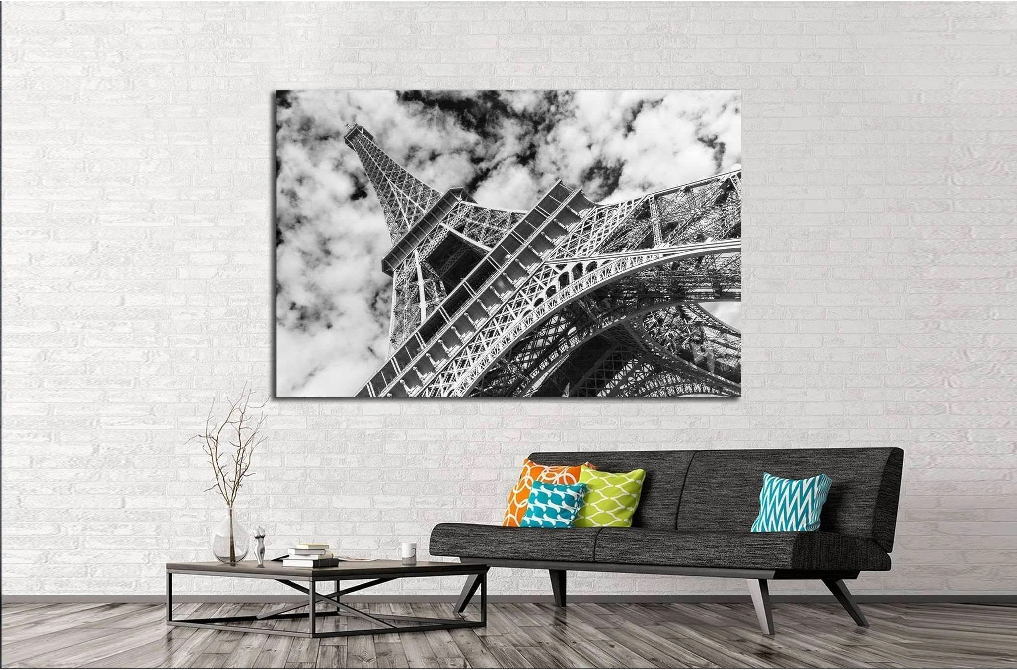 Eiffel tower, Paris. Black and white №1180 Ready to Hang Canvas Print - Zellart Canvas Prints ALL_Products, s-1180