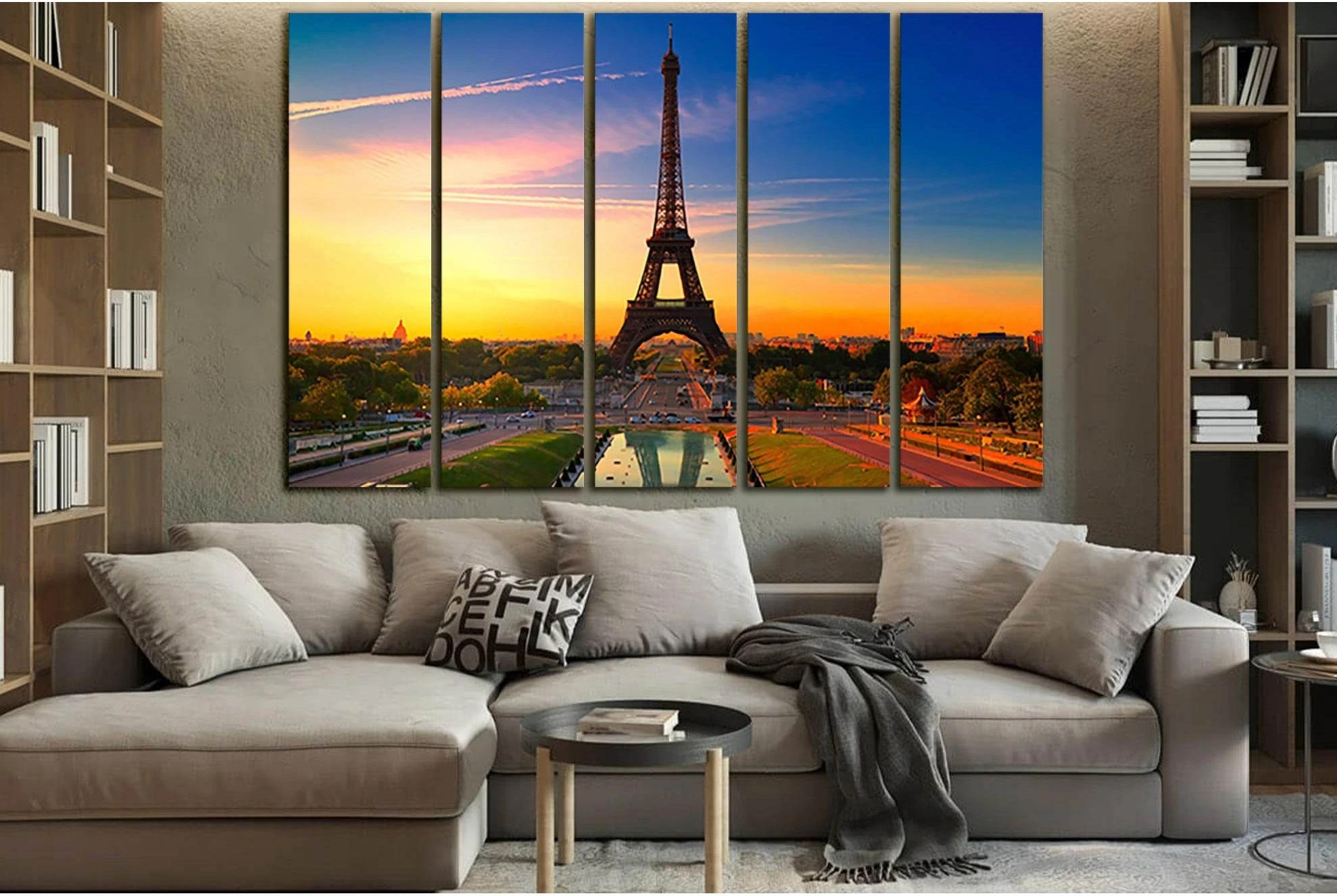 Eiffel Tower Sunset Paris №SL1467 Ready to Hang Canvas Print - Zellart Canvas Prints 0new, ALL_Products, CITYSCAPES & SKYLINES