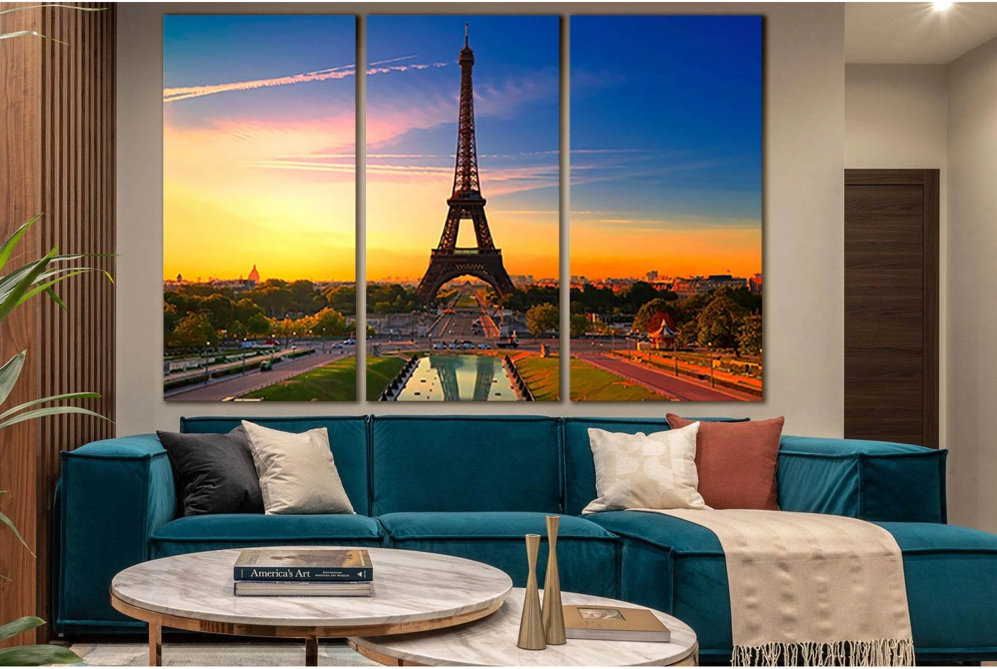 Eiffel Tower Sunset Paris №SL1467 Ready to Hang Canvas Print - Zellart Canvas Prints 0new, ALL_Products, CITYSCAPES & SKYLINES