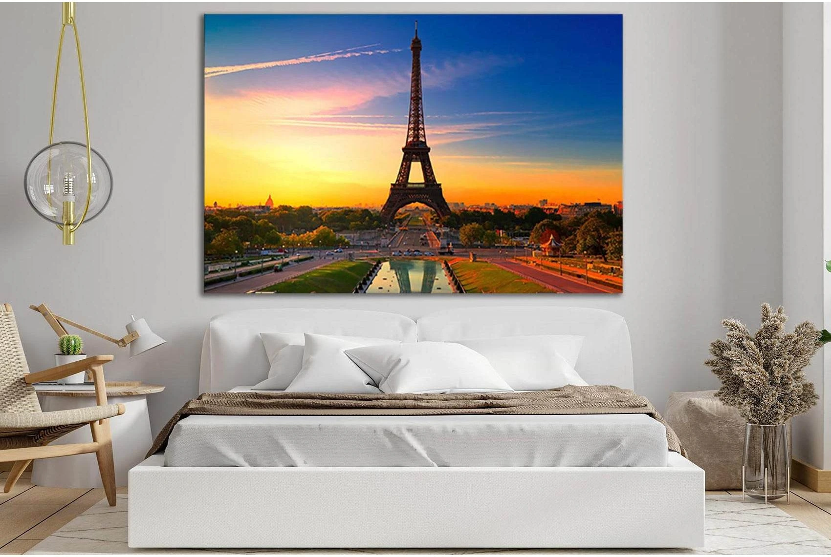 Eiffel Tower Sunset Paris №SL1467 Ready to Hang Canvas Print - Zellart Canvas Prints 0new, ALL_Products, CITYSCAPES & SKYLINES
