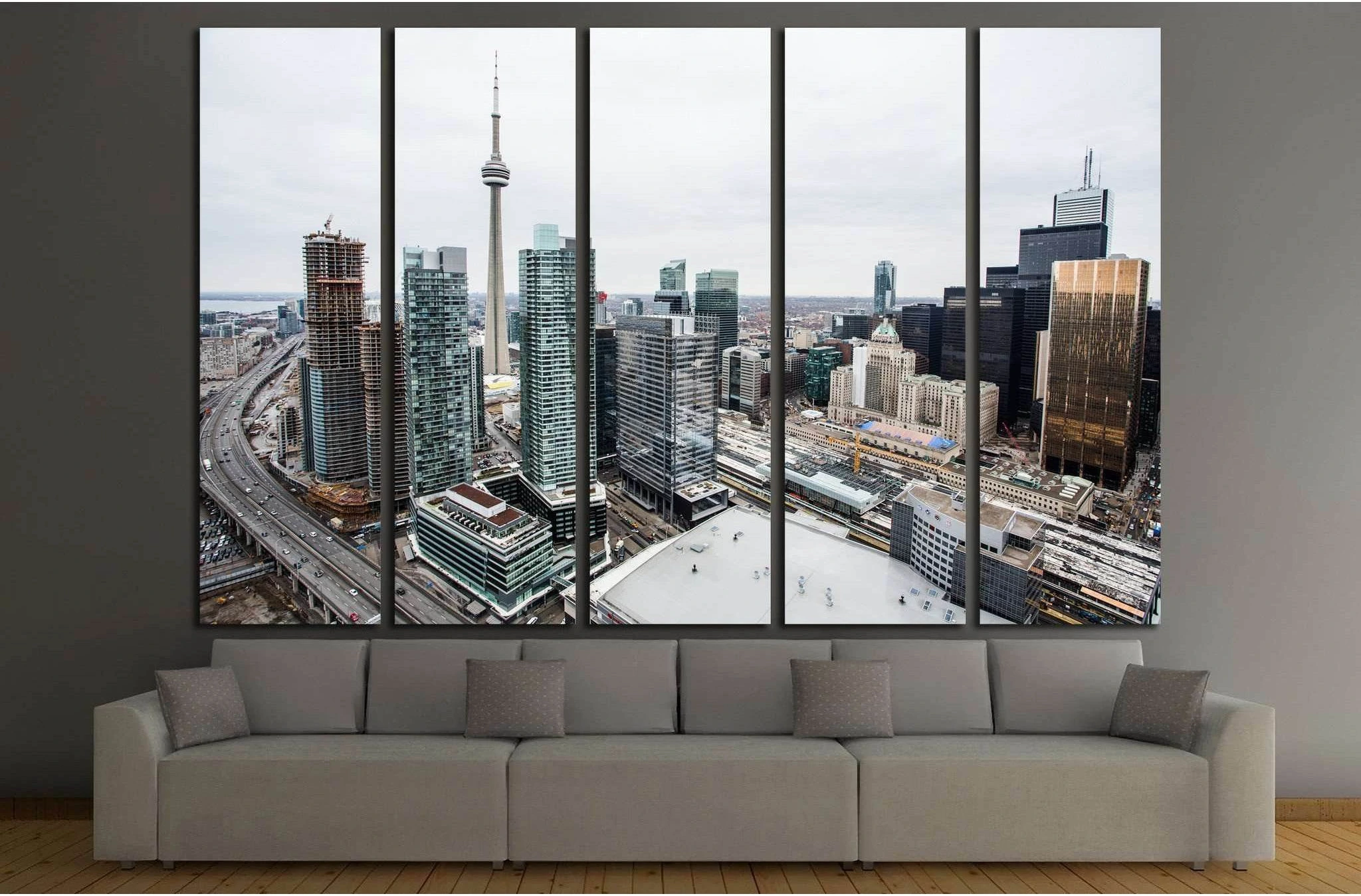 Elevated view of downtown Toronto №2036 Ready to Hang Canvas Print - Zellart Canvas Prints ALL_Products, s-2036
