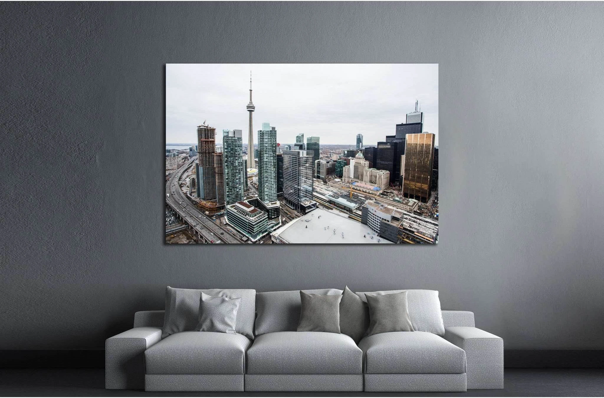 Elevated view of downtown Toronto №2036 Ready to Hang Canvas Print - Zellart Canvas Prints ALL_Products, s-2036