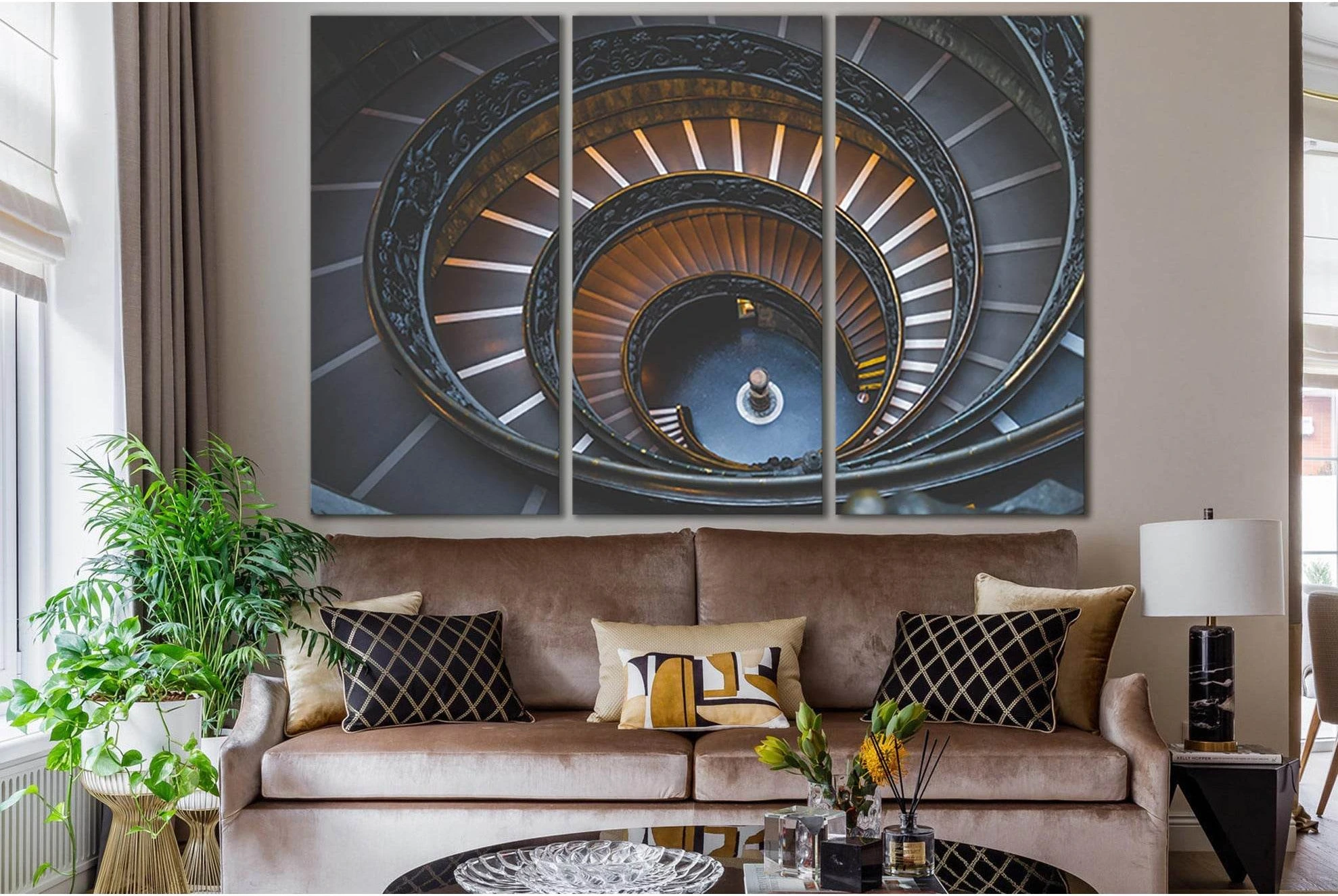Empty Spiral Staircase №SL1374 Ready to Hang Canvas Print - Zellart Canvas Prints 0new, ALL_Products, Architecture