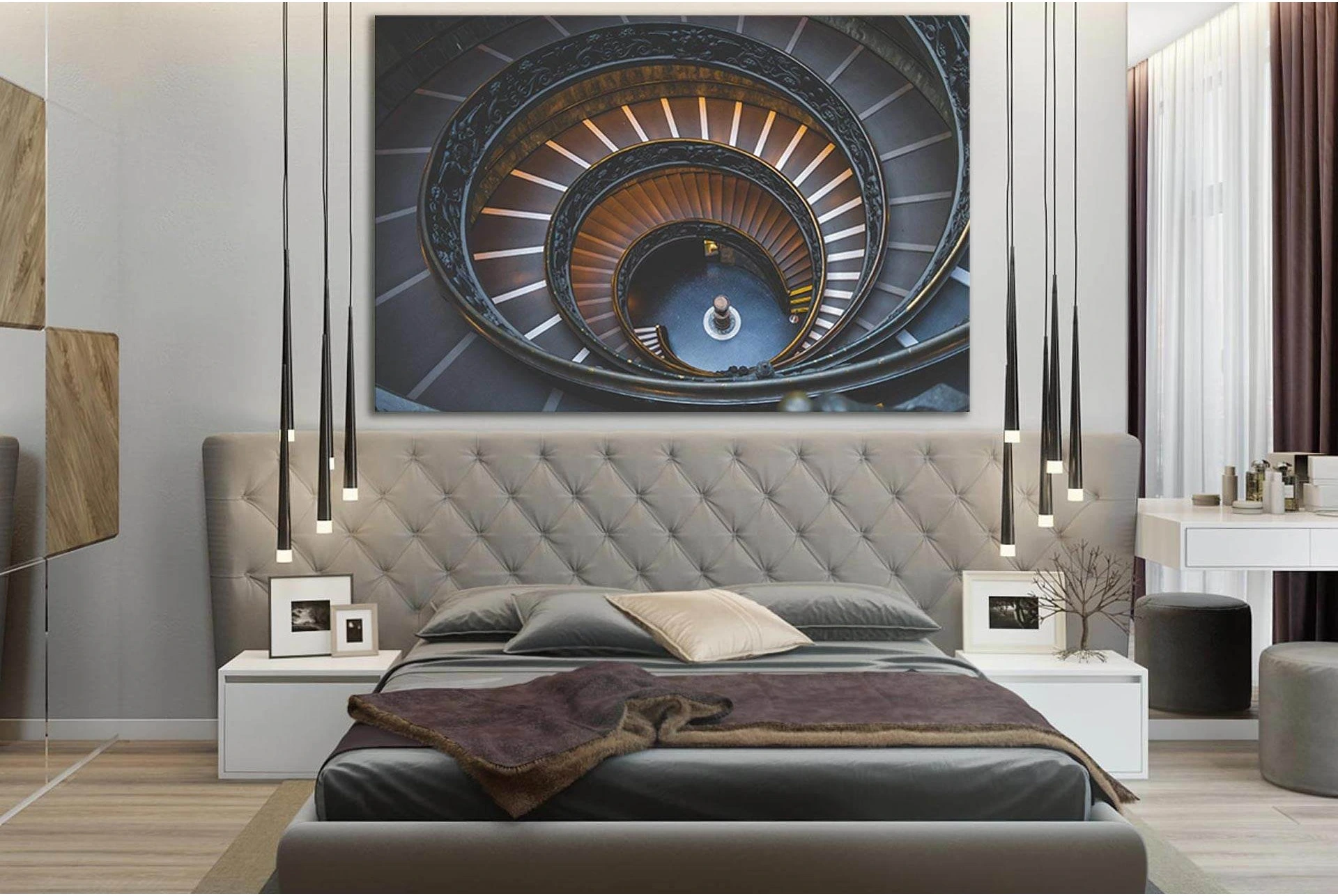 Empty Spiral Staircase №SL1374 Ready to Hang Canvas Print - Zellart Canvas Prints 0new, ALL_Products, Architecture